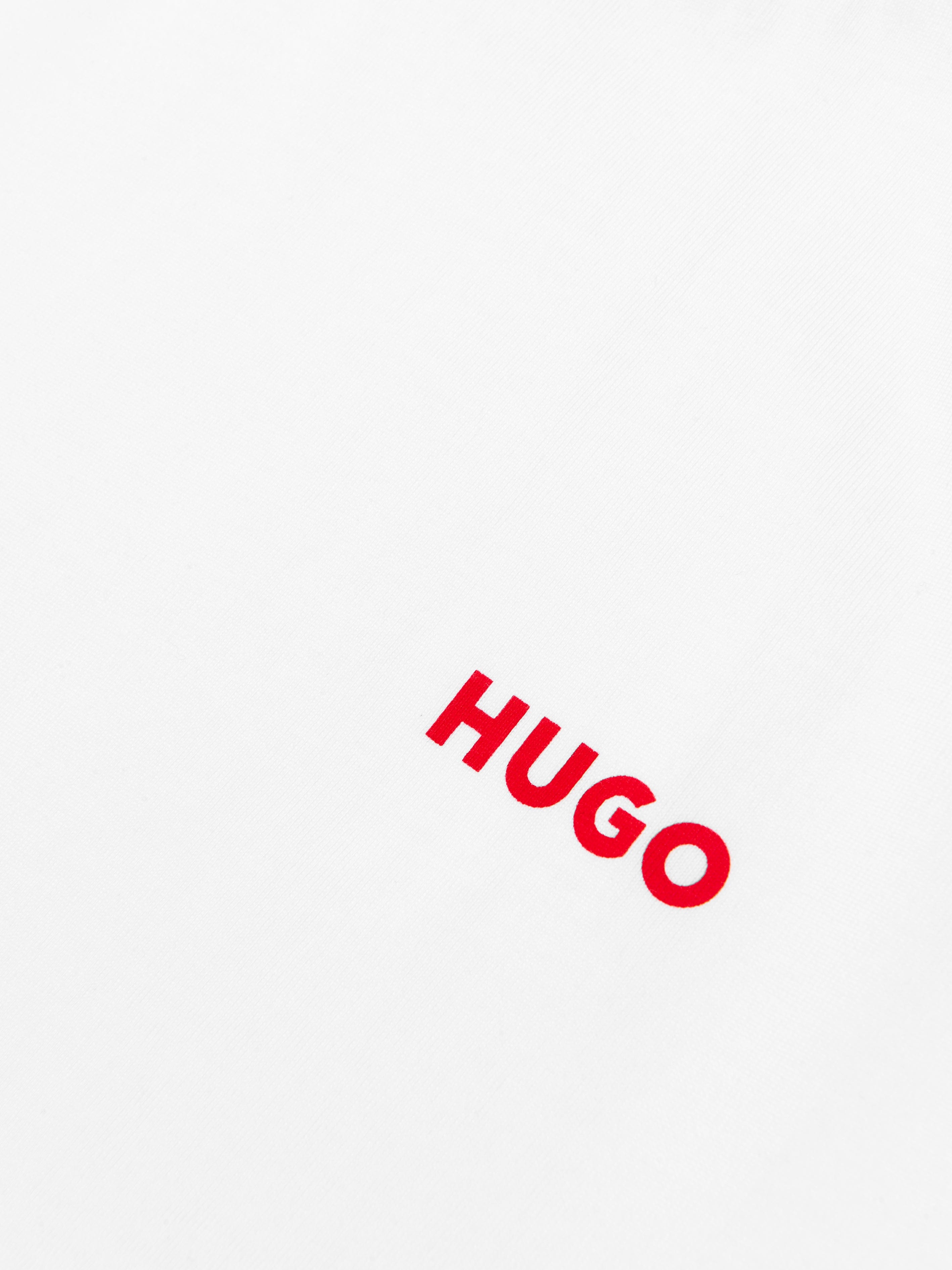 Hugo Boys Organic Cotton Logo Print T-Shirt in White