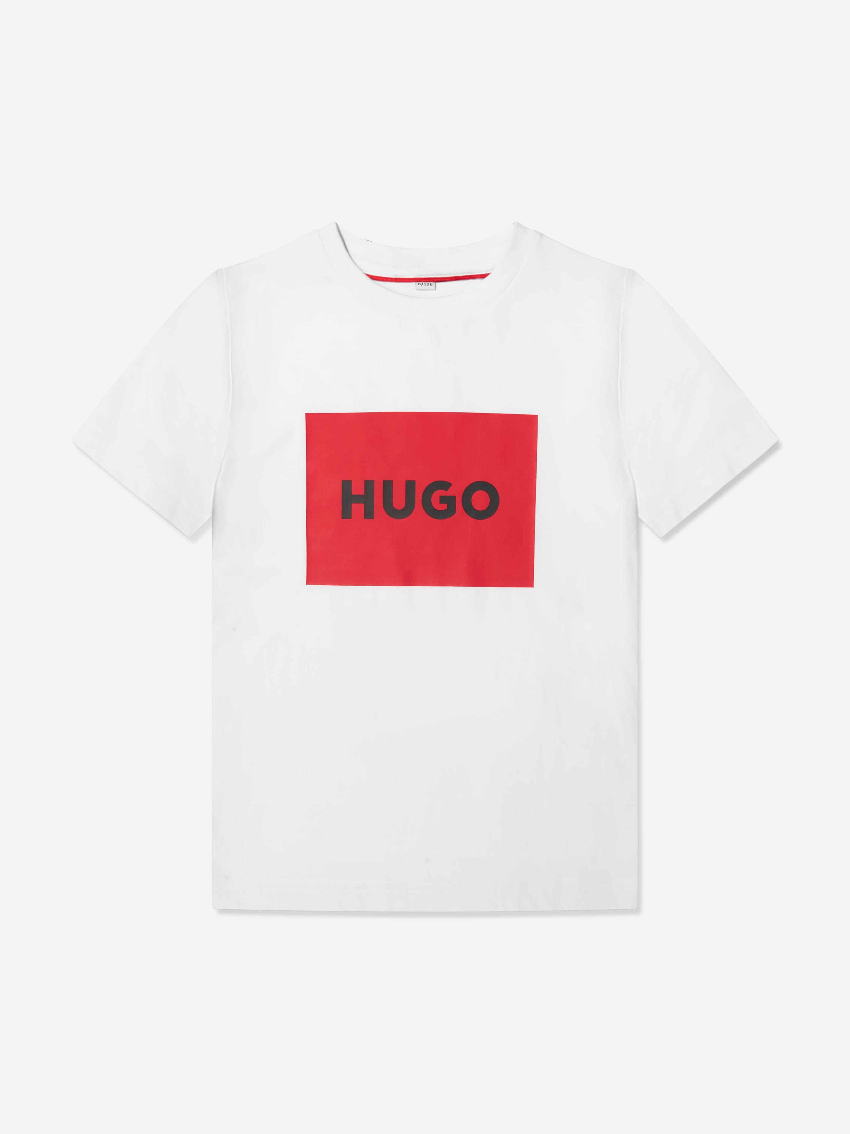 Hugo Boys Organic Cotton Logo Print T-Shirt in White