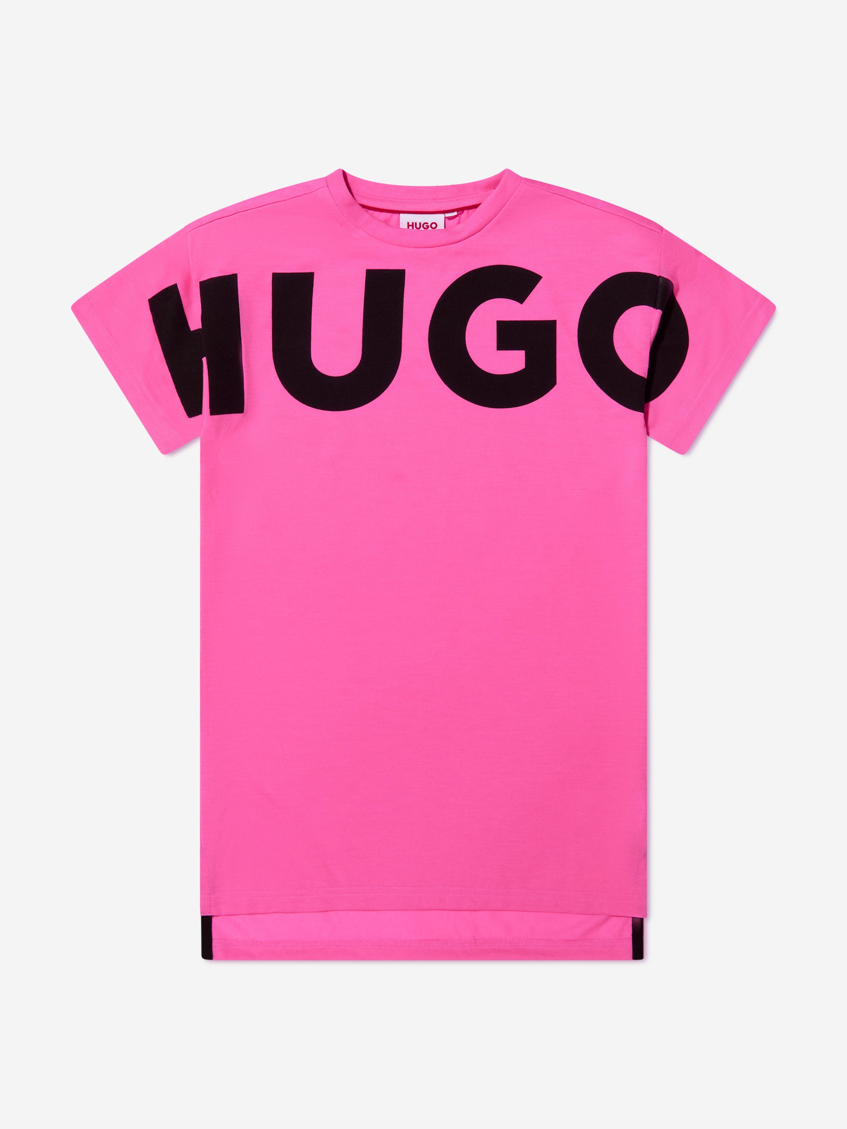 Hugo Girls Logo Print Jersey Dress in Pink