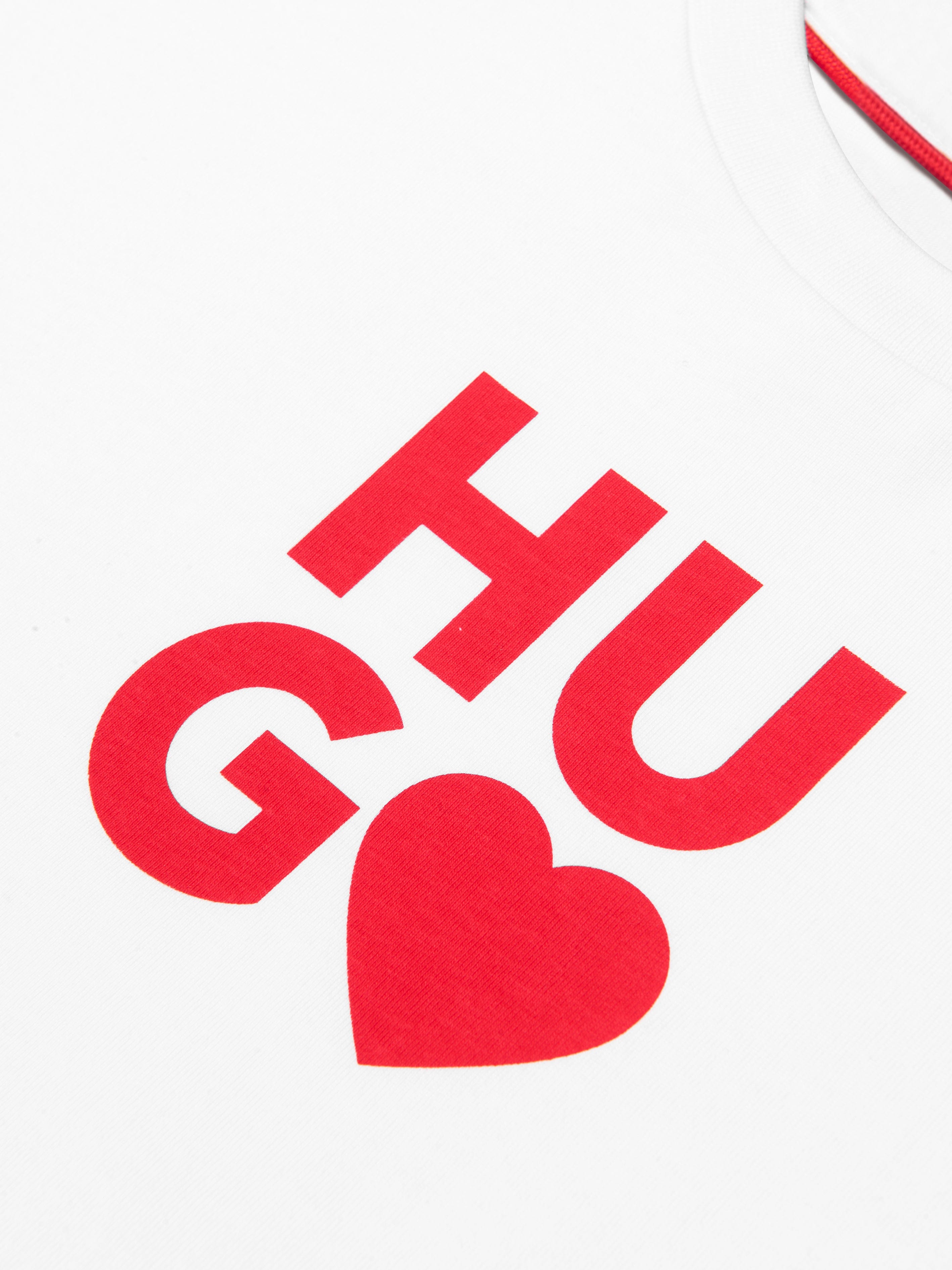 Hugo Girls Organic Cotton Cropped Logo T-Shirt in White