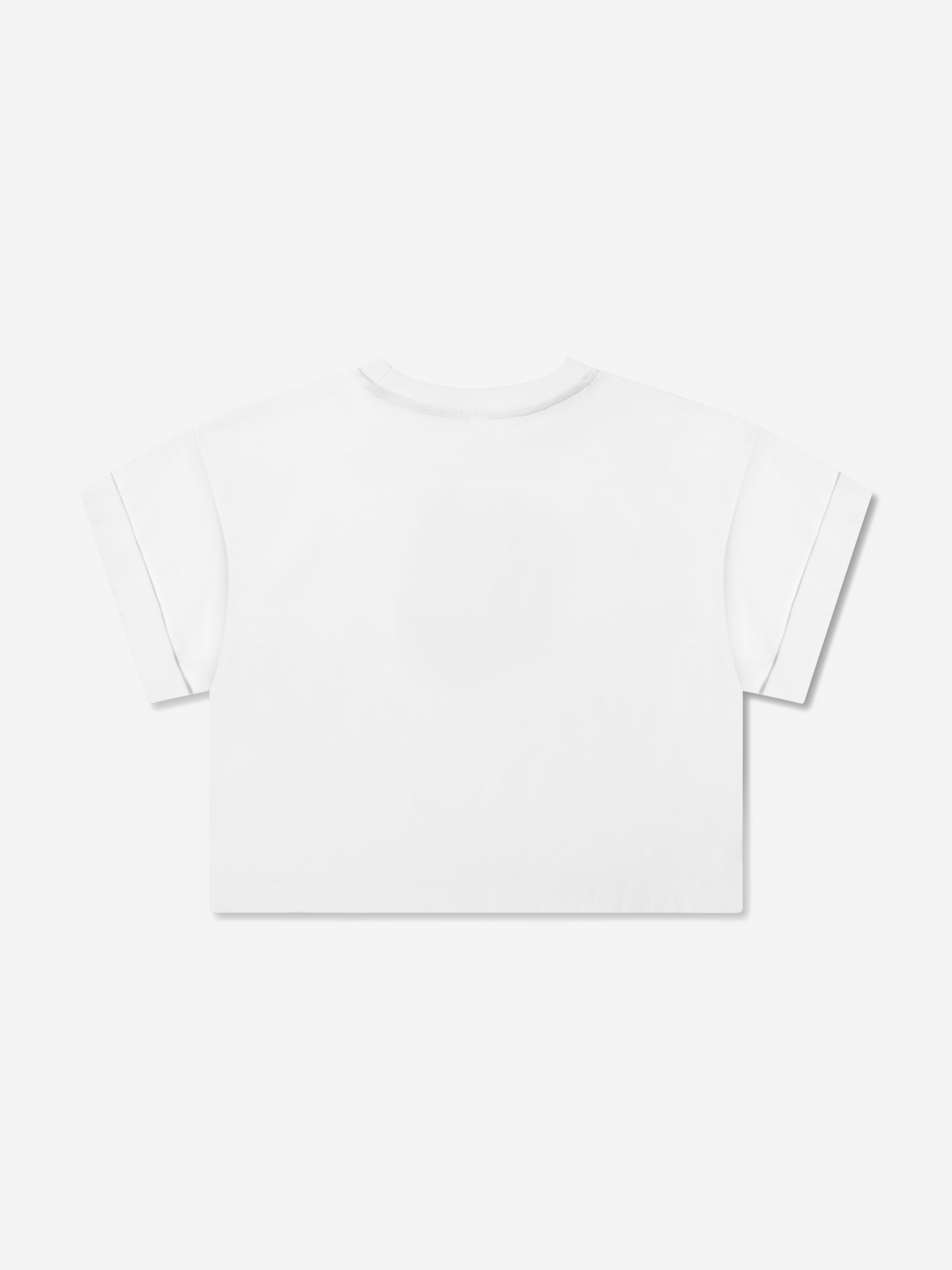 Hugo Girls Organic Cotton Cropped Logo T-Shirt in White