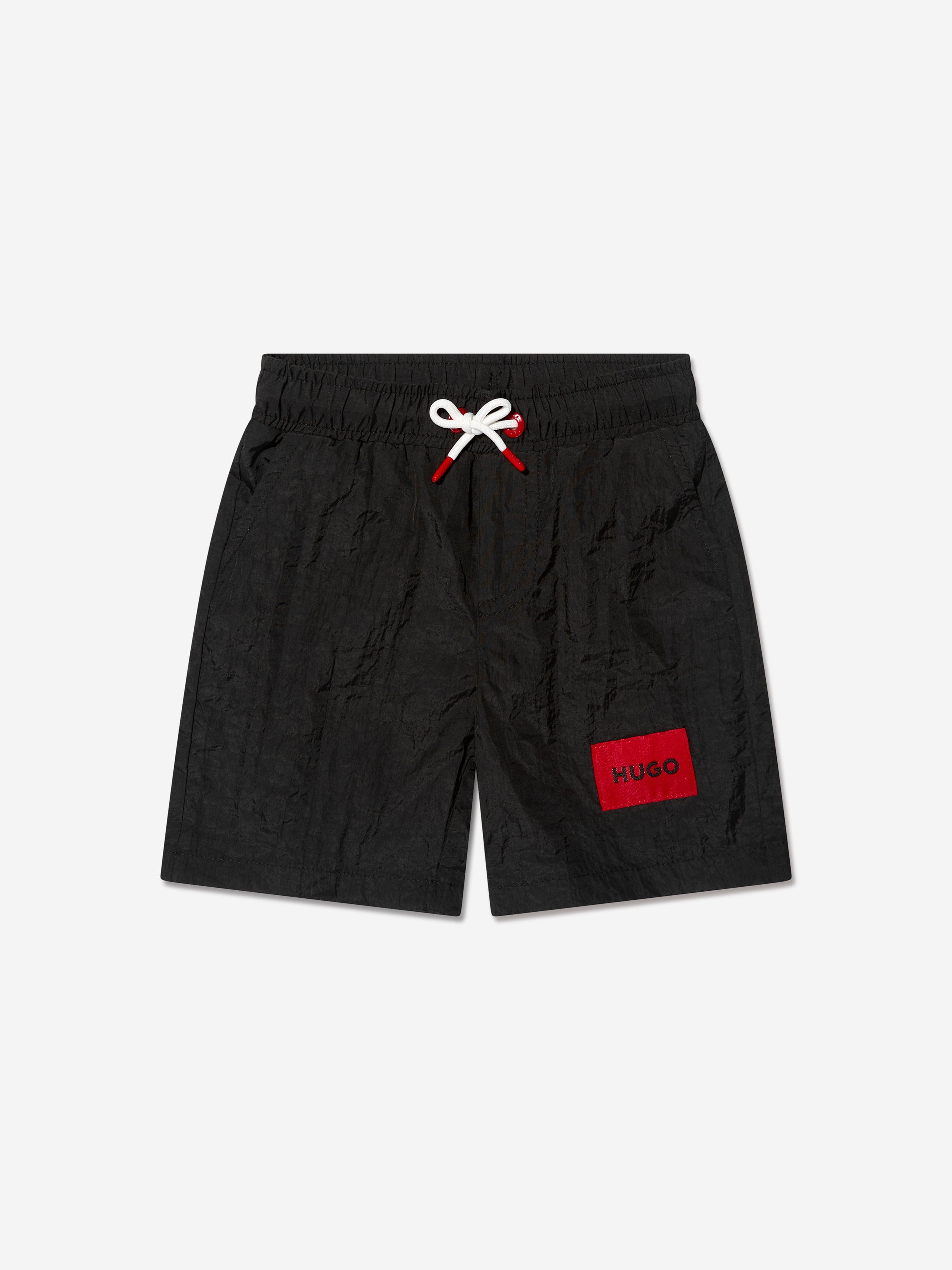 Hugo Boys Logo Swim Shorts in Black