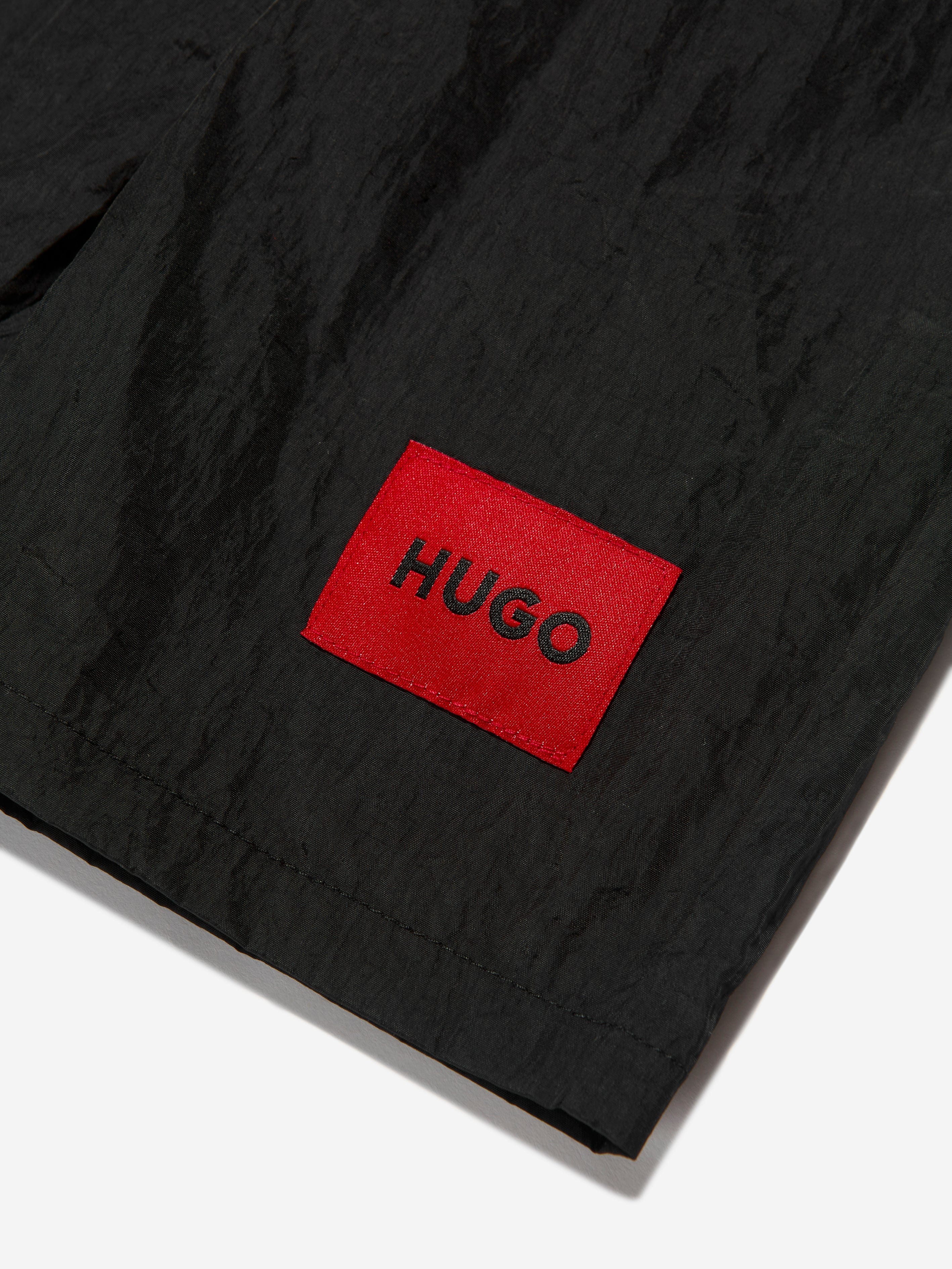 Hugo Boys Logo Swim Shorts in Black