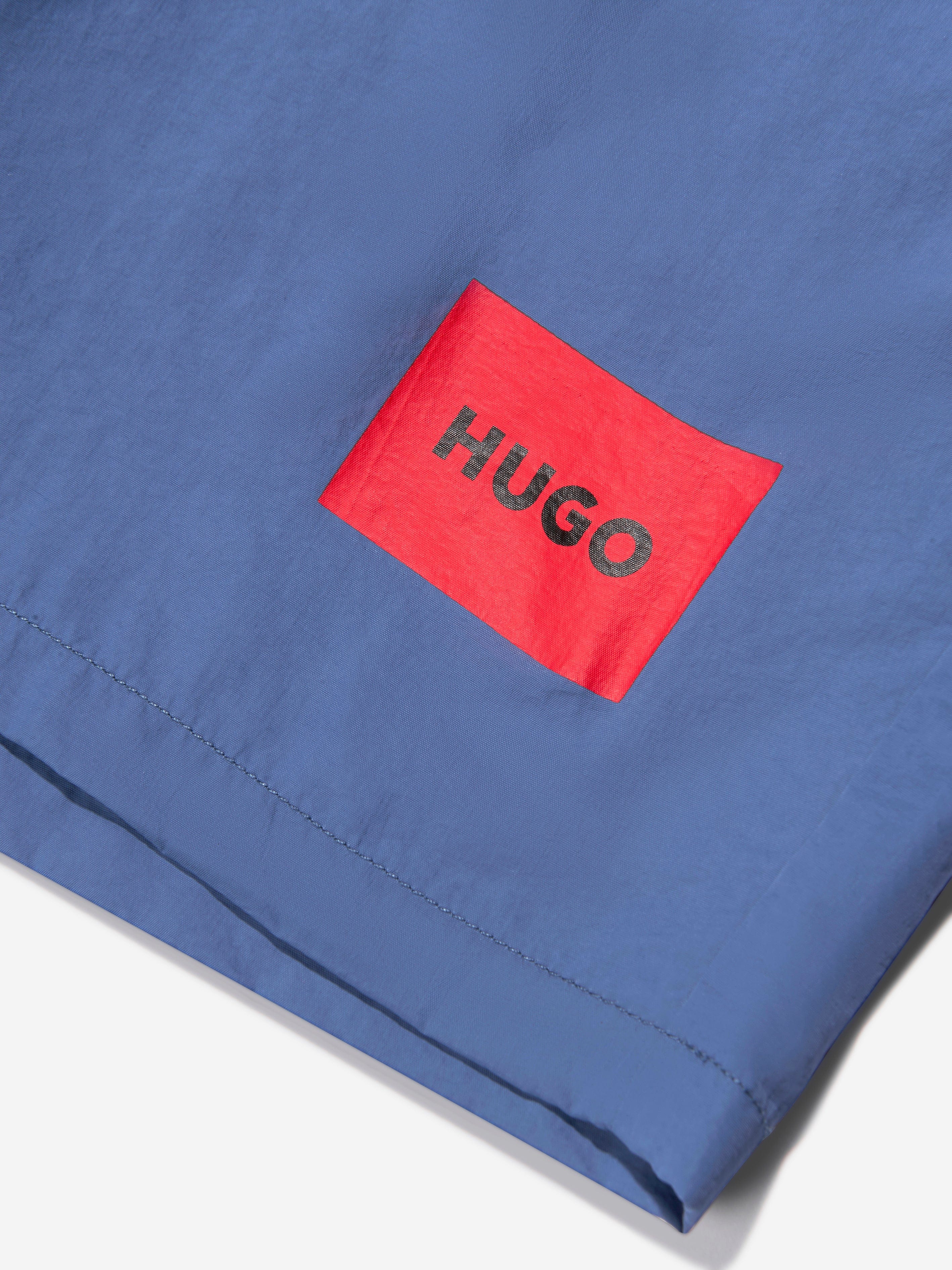 Hugo Boys Logo Swim Shorts in Blue