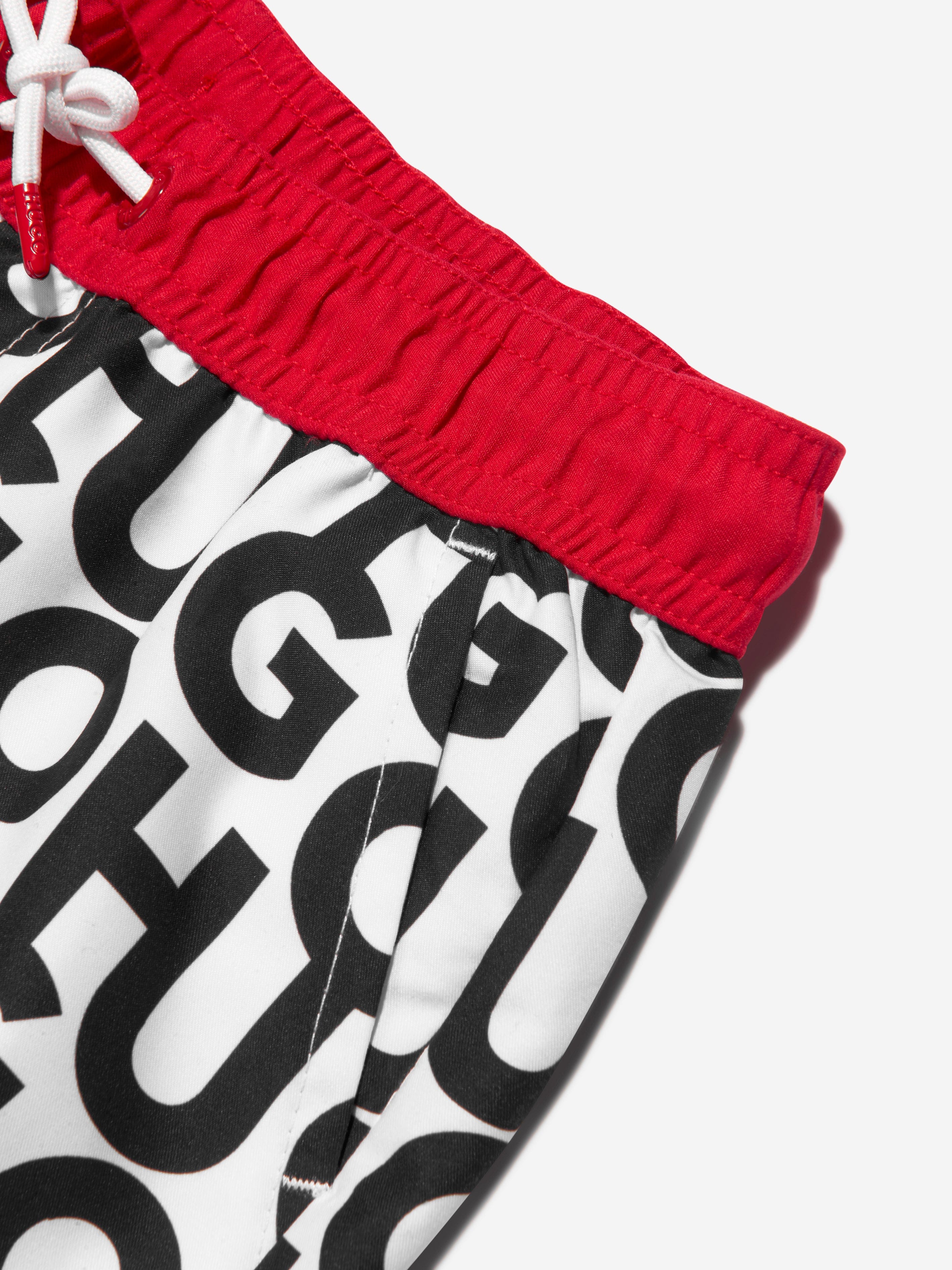 Hugo Boys All Over Print Swim Shorts in Black