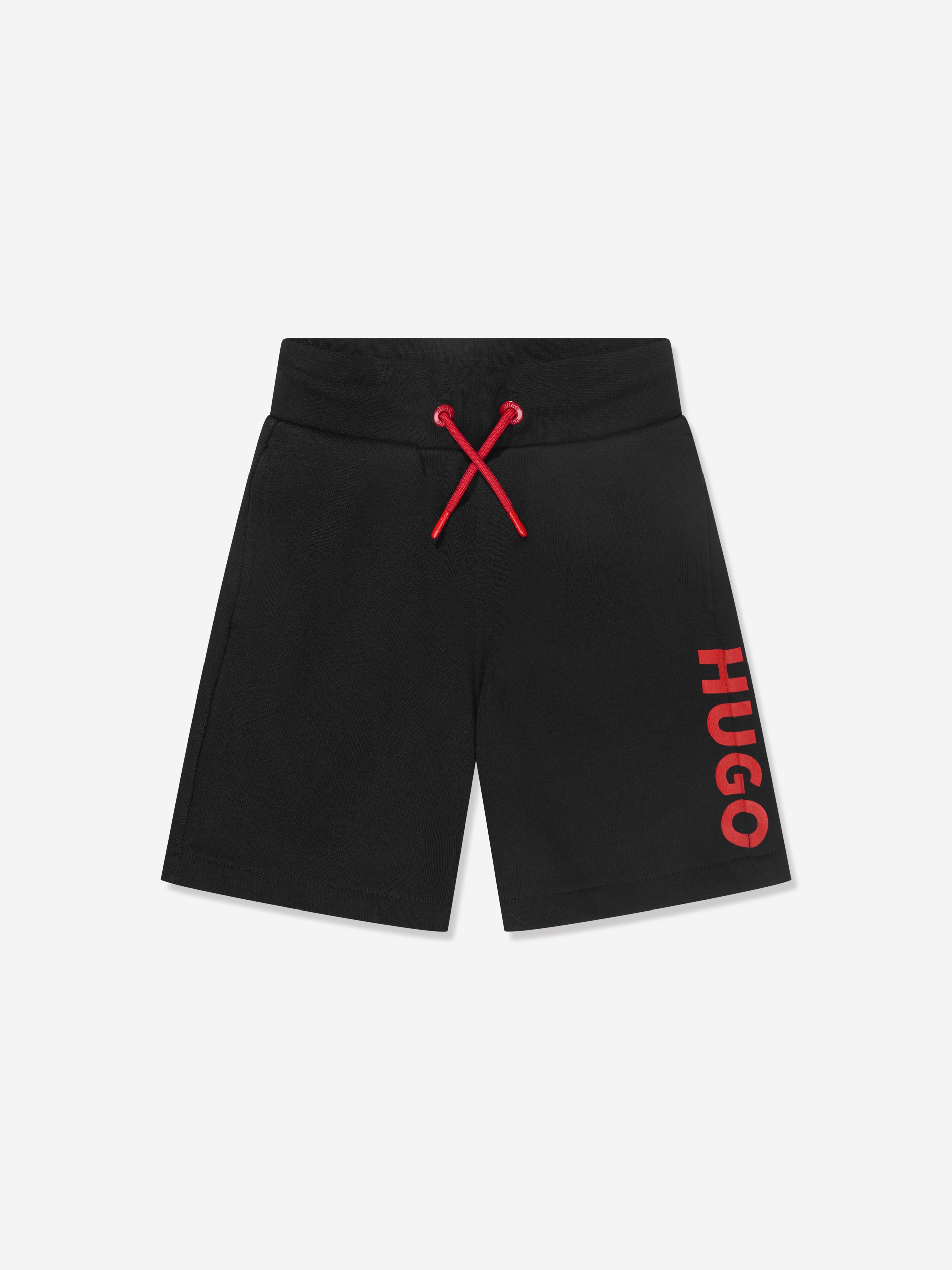 Hugo Boys Organic Cotton Logo Bermuda Shorts in Black