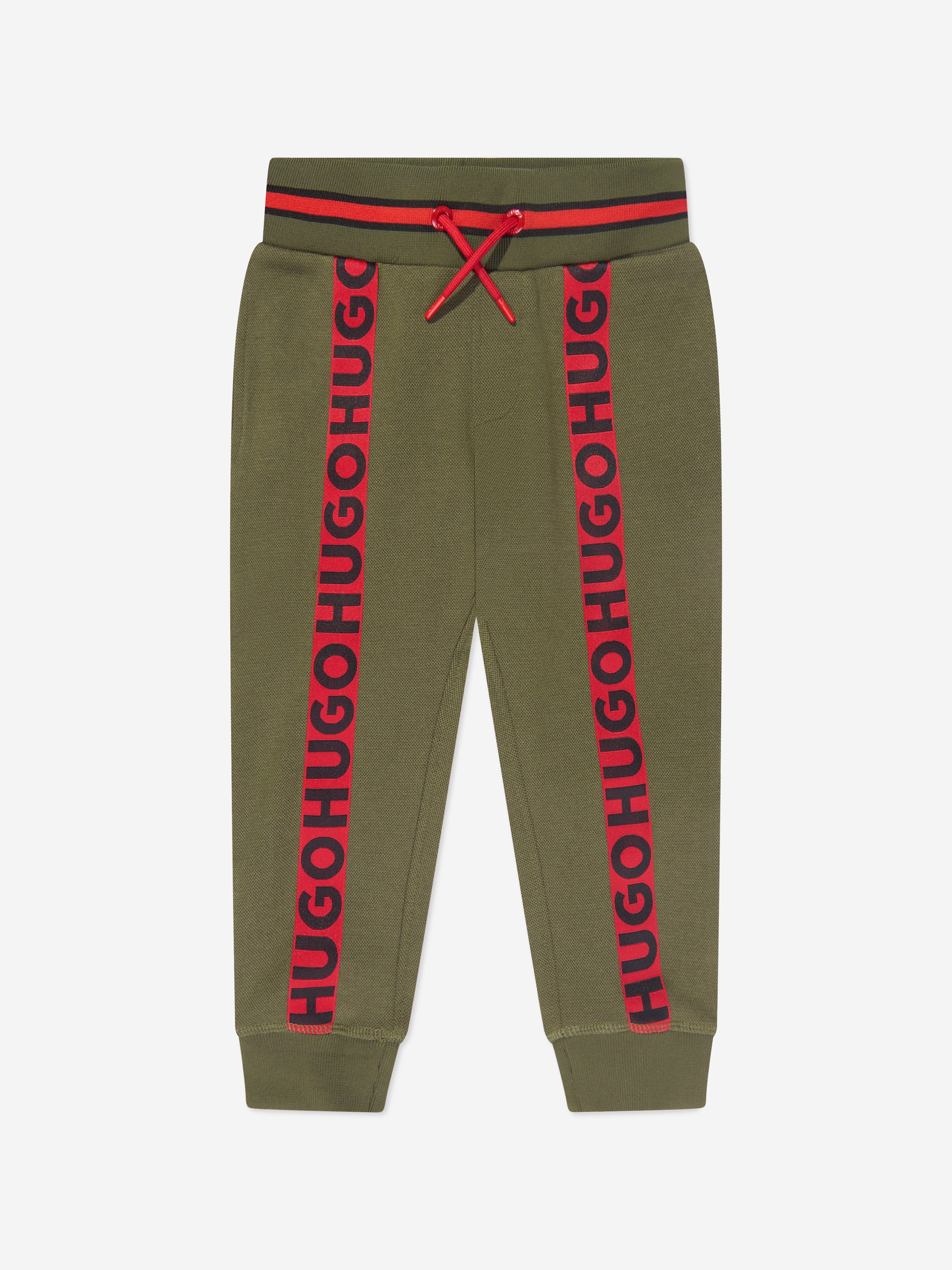 Hugo Boys Pique Logo Joggers in Khaki