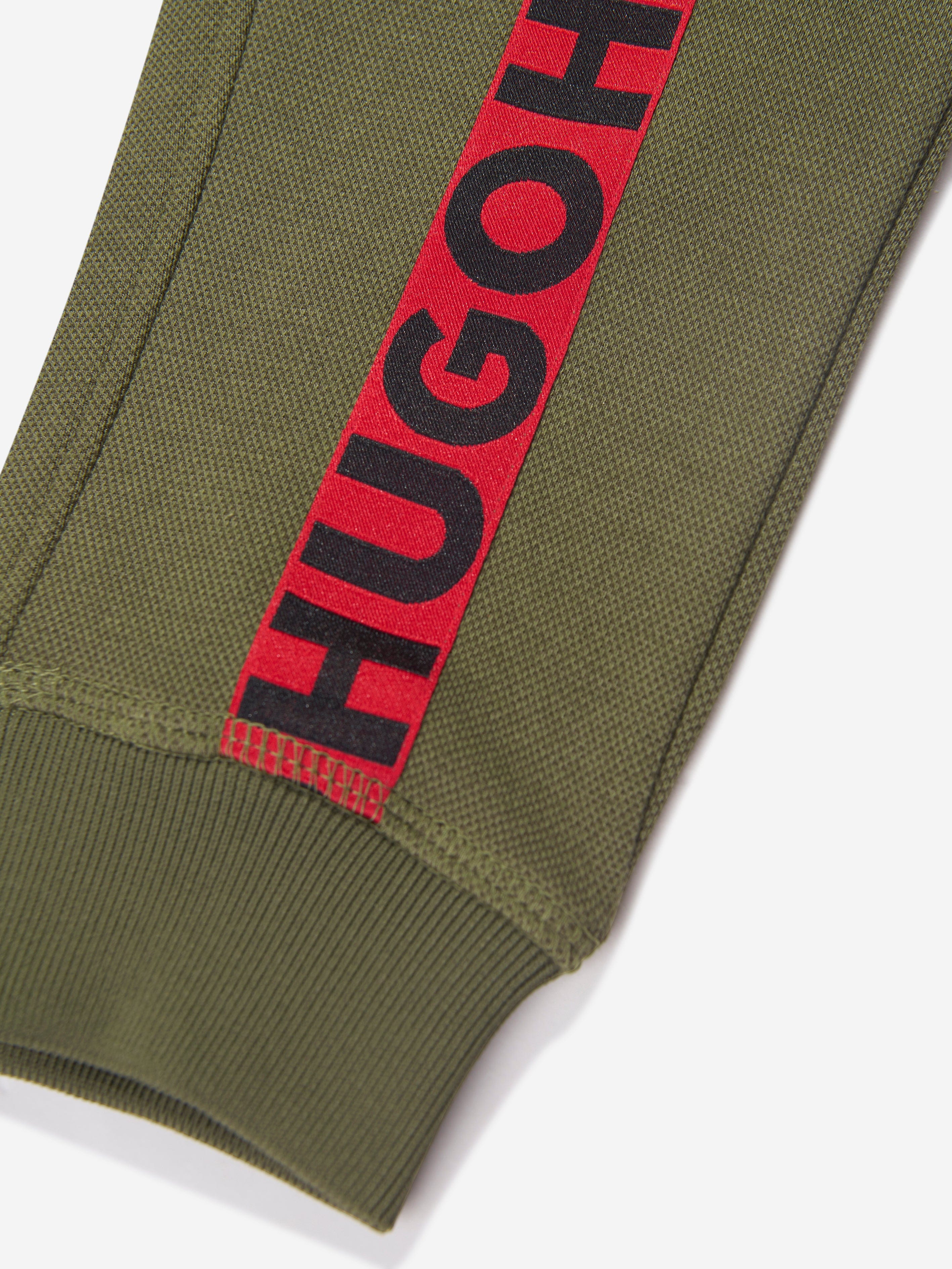 Hugo Boys Pique Logo Joggers in Khaki