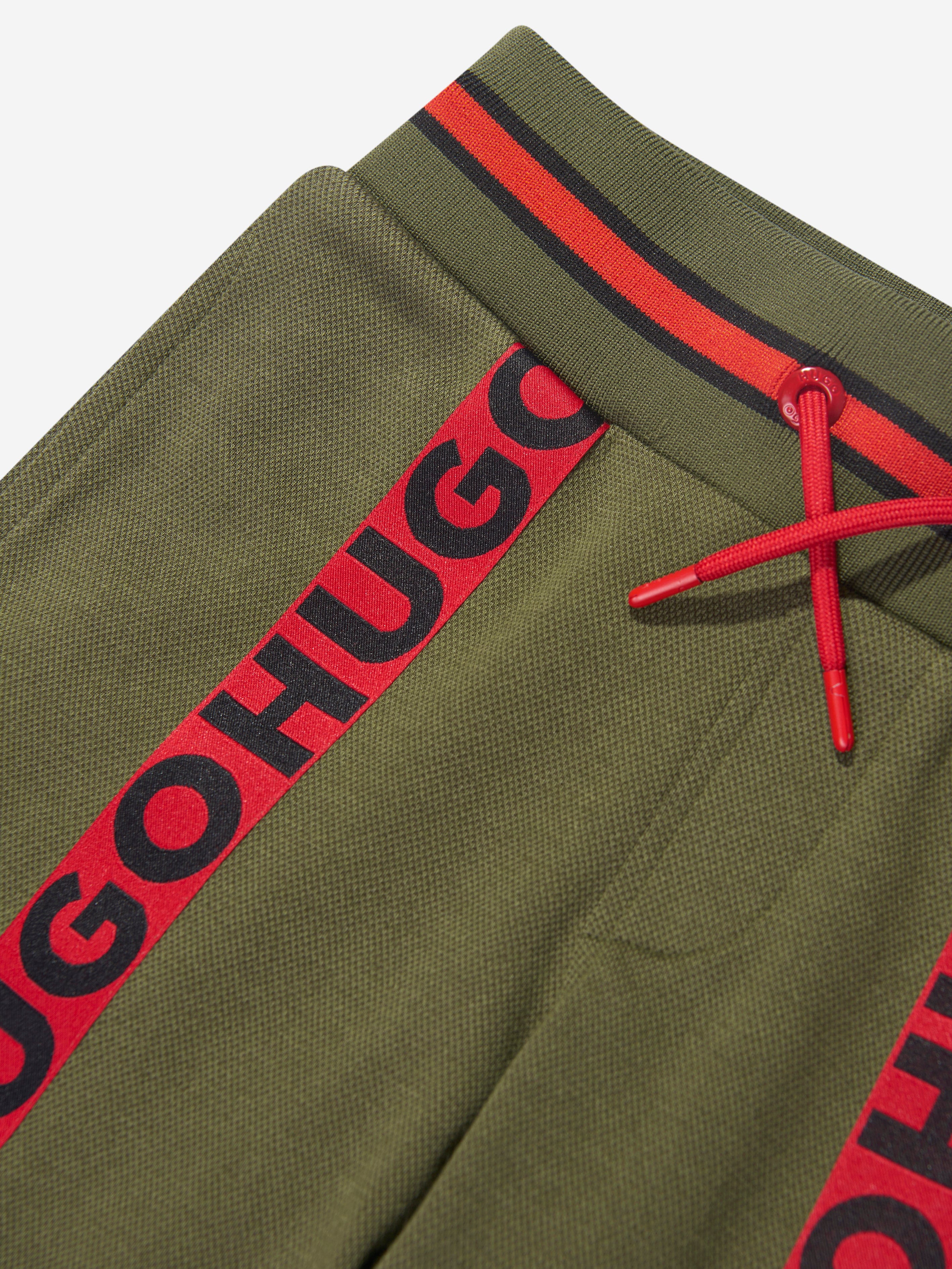 Hugo Boys Pique Logo Joggers in Khaki