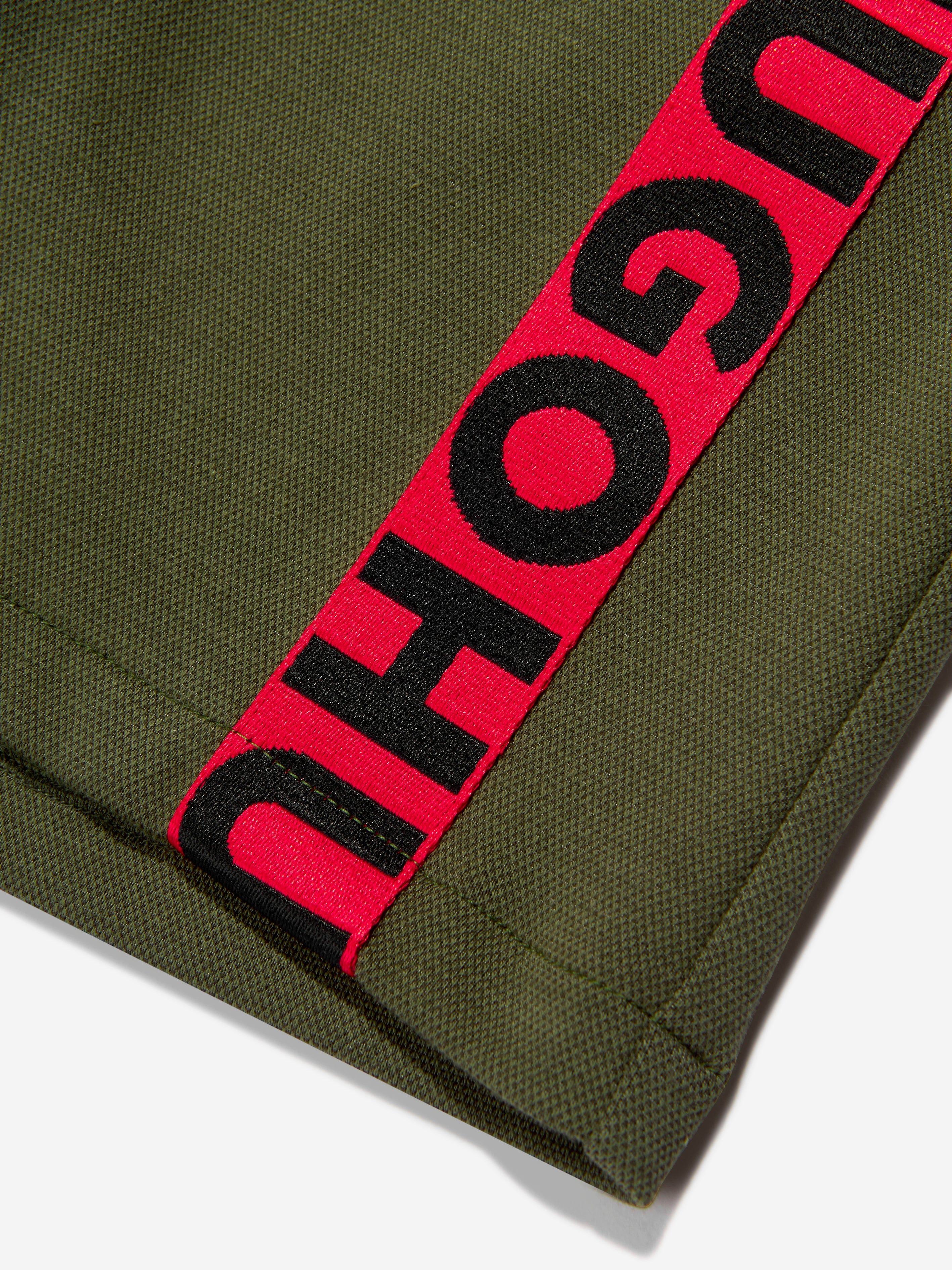 Hugo Boys Pique Logo Shorts in Khaki