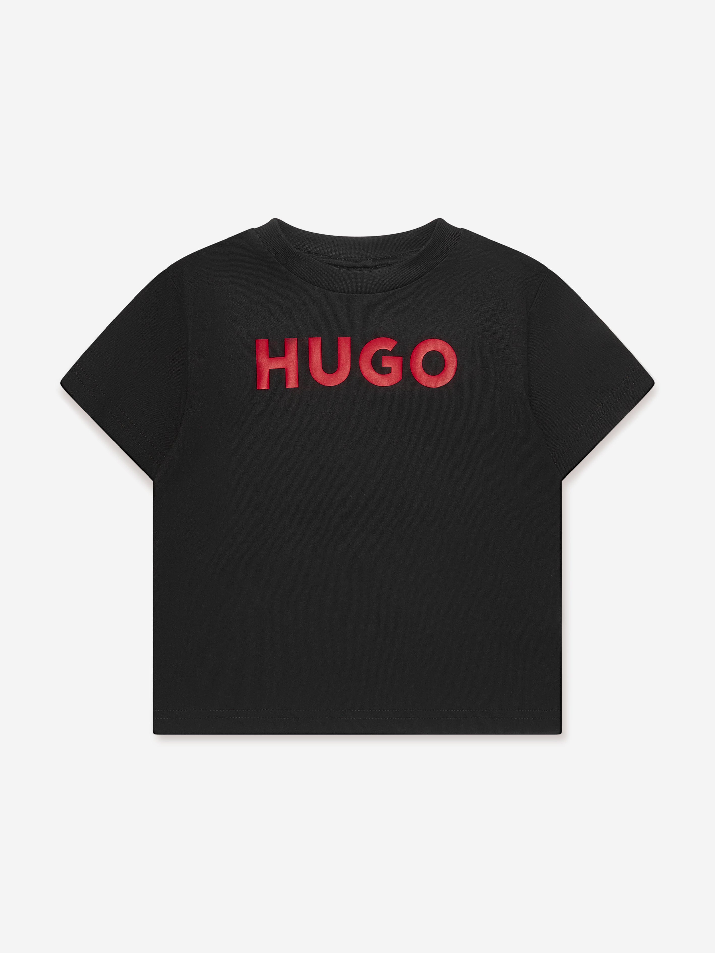 Hugo Boys Organic Cotton Logo Print T-Shirt in Black