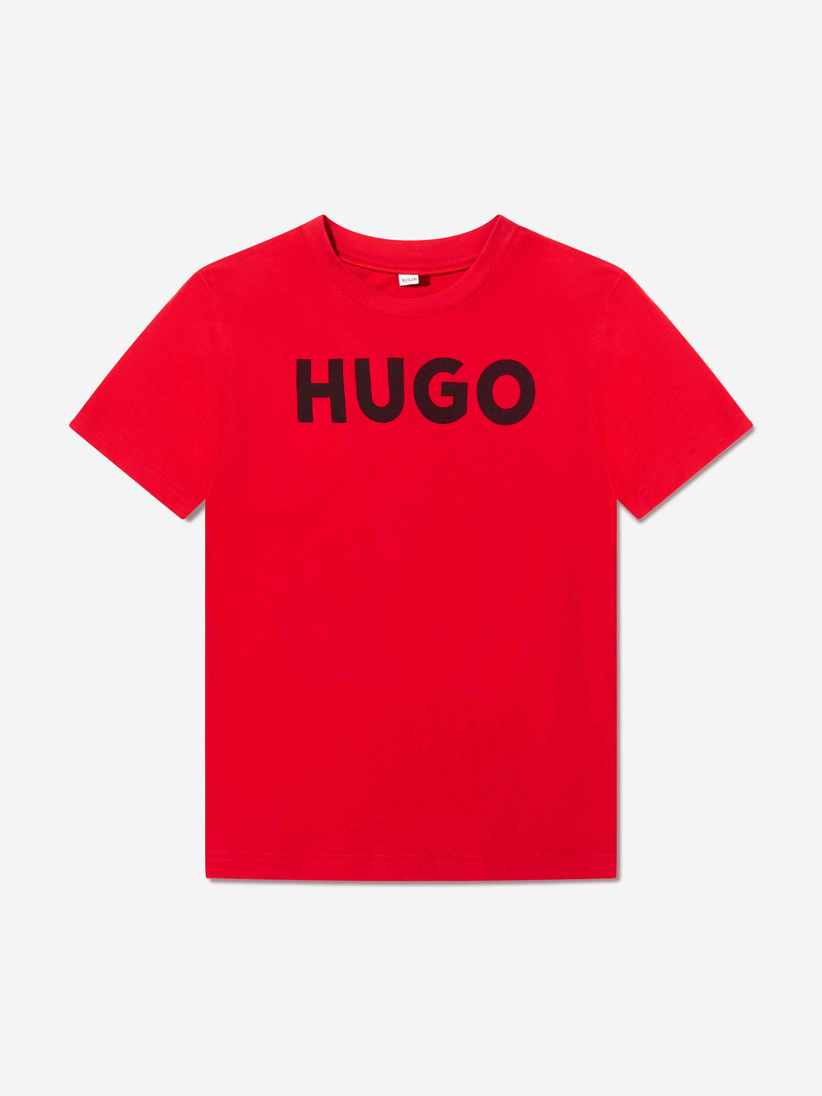 Hugo Boys Organic Cotton Logo Print T-Shirt in Red