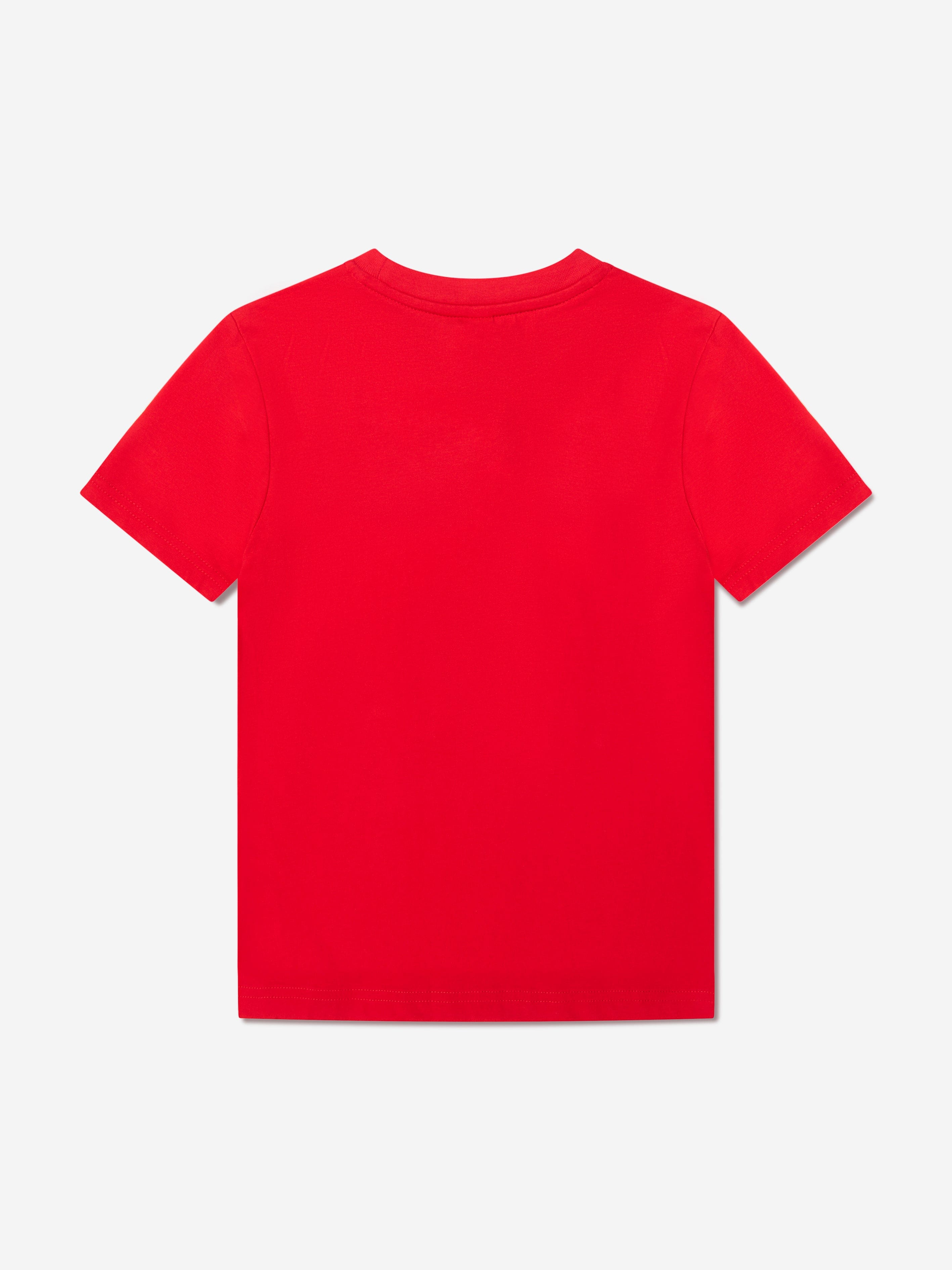 Hugo Boys Organic Cotton Logo Print T-Shirt in Red