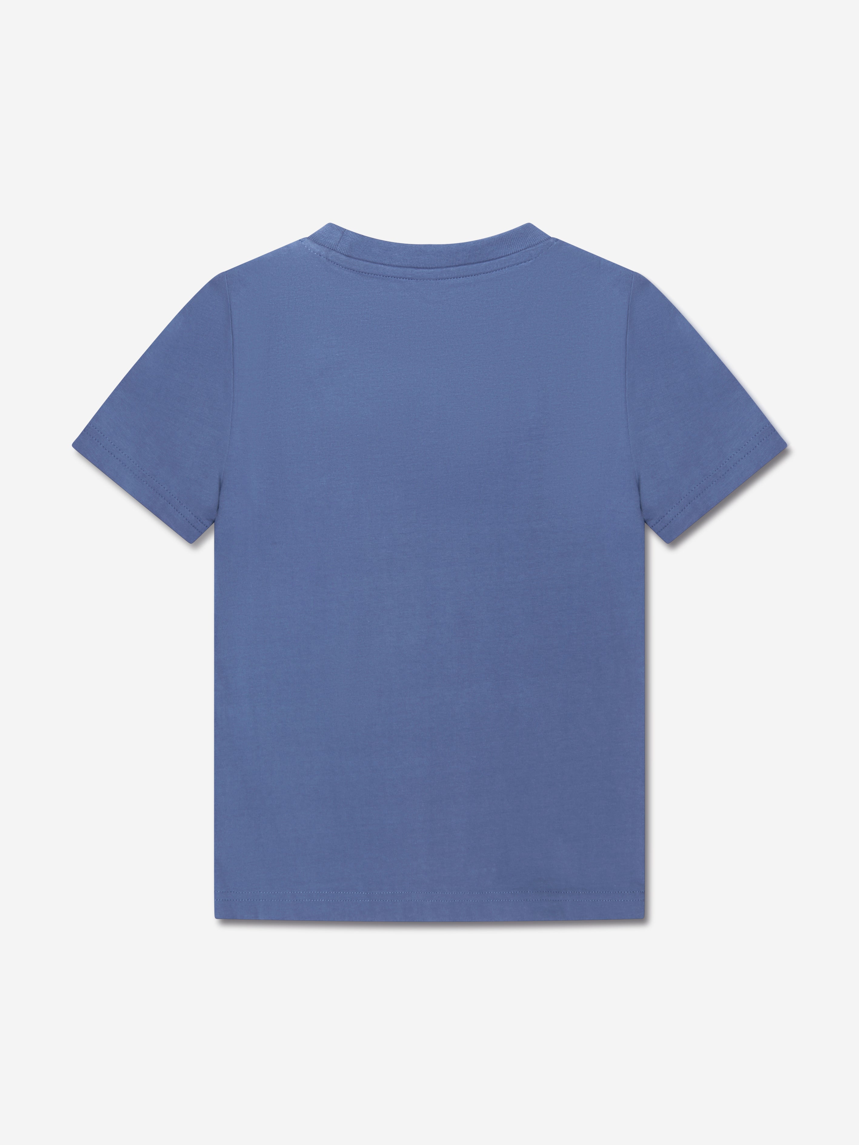 Hugo Boys Organic Cotton Logo Print T-Shirt in Blue