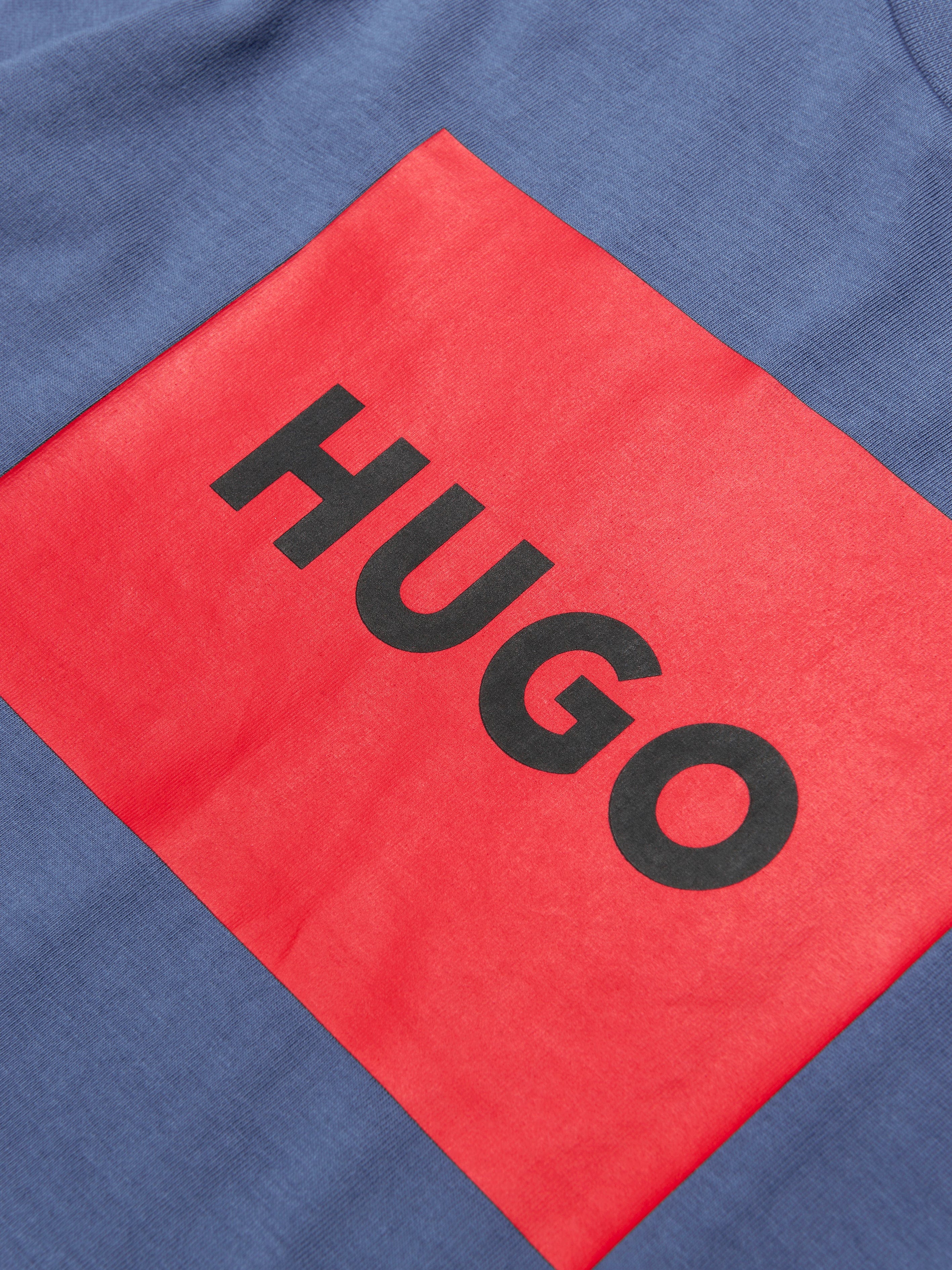 Hugo Boys Organic Cotton Logo Print T-Shirt in Blue