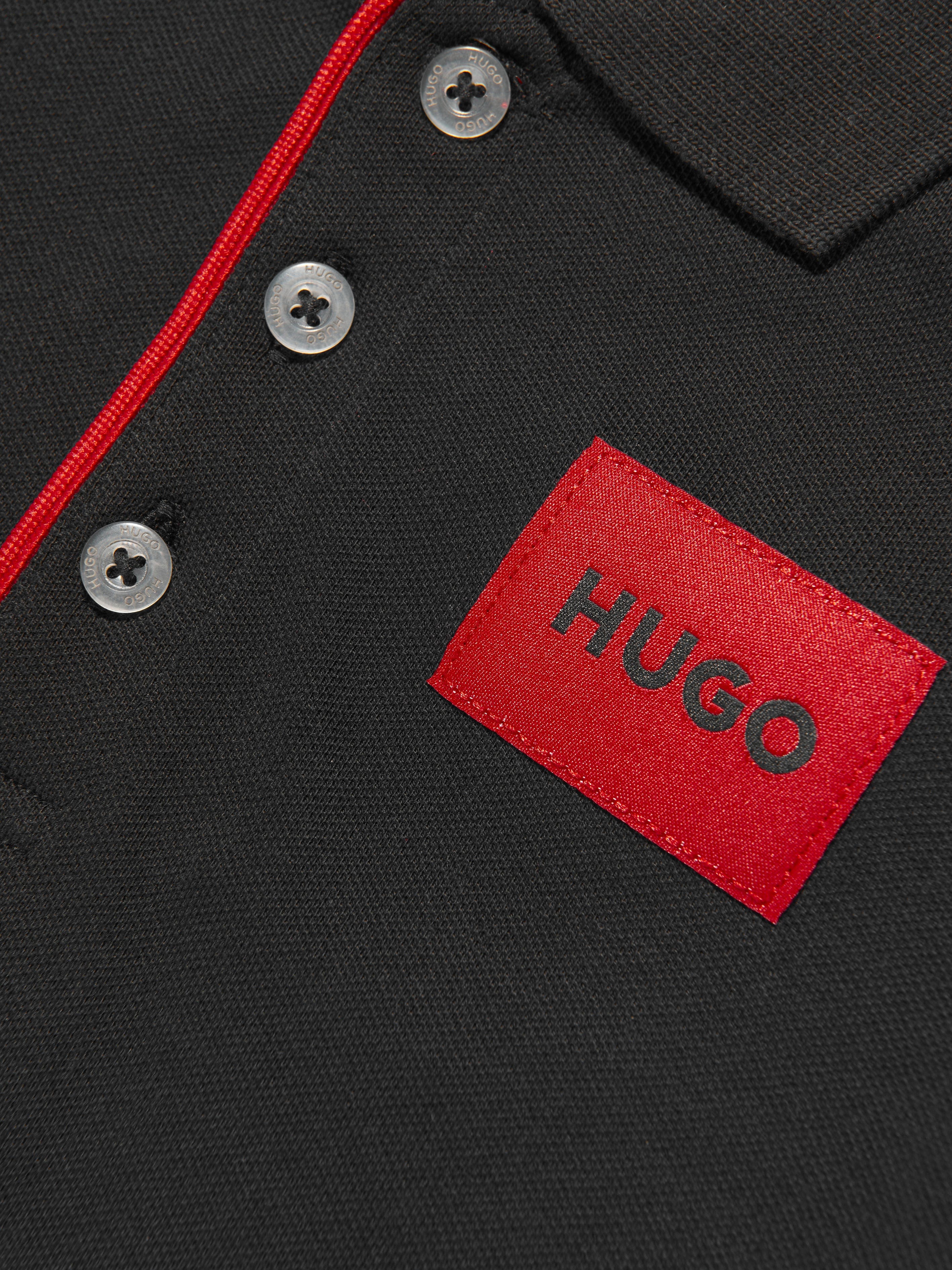 Hugo Boys Logo Polo Shirt in Black