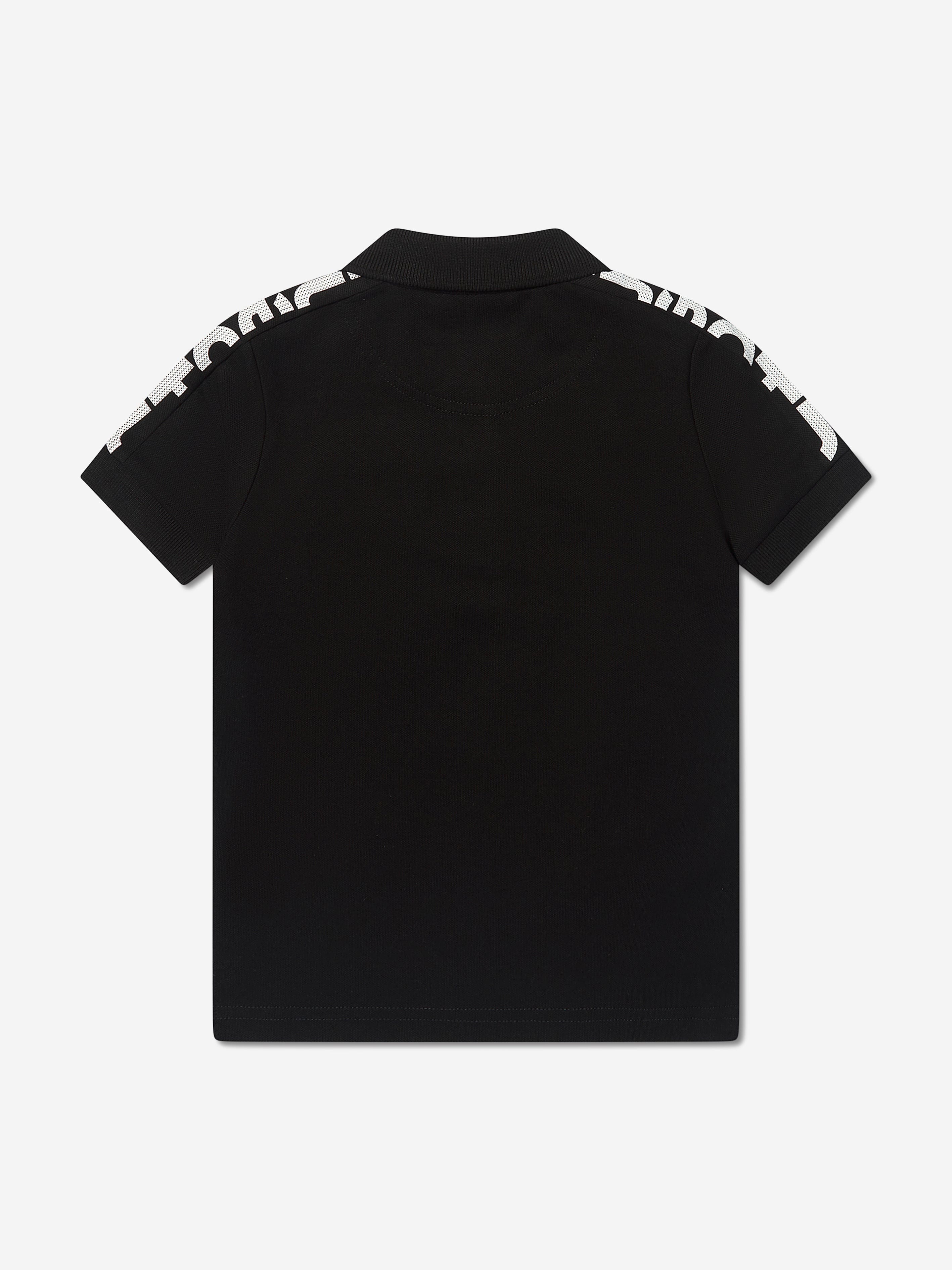 Hugo Boys Logo Print Polo Shirt in Black