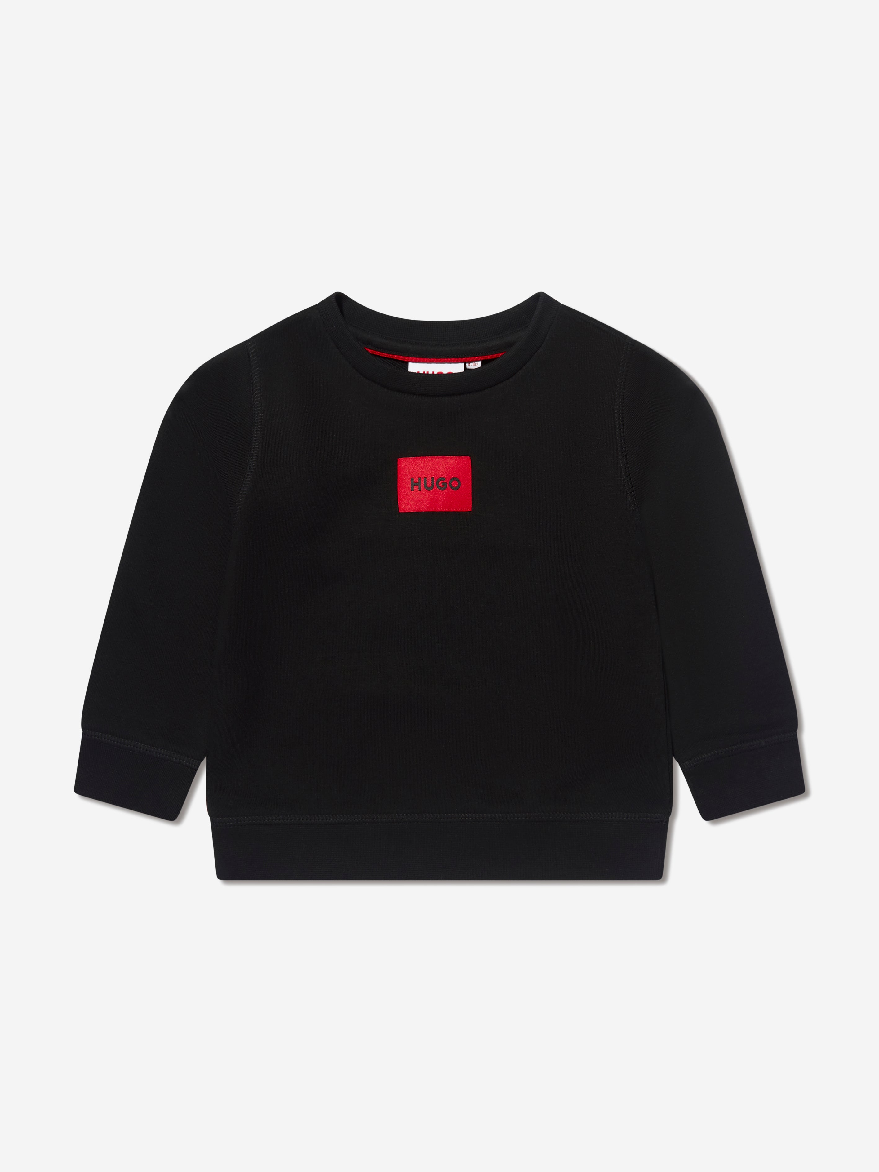 Hugo Boys Organic Cotton Logo Sweatshirt in Black