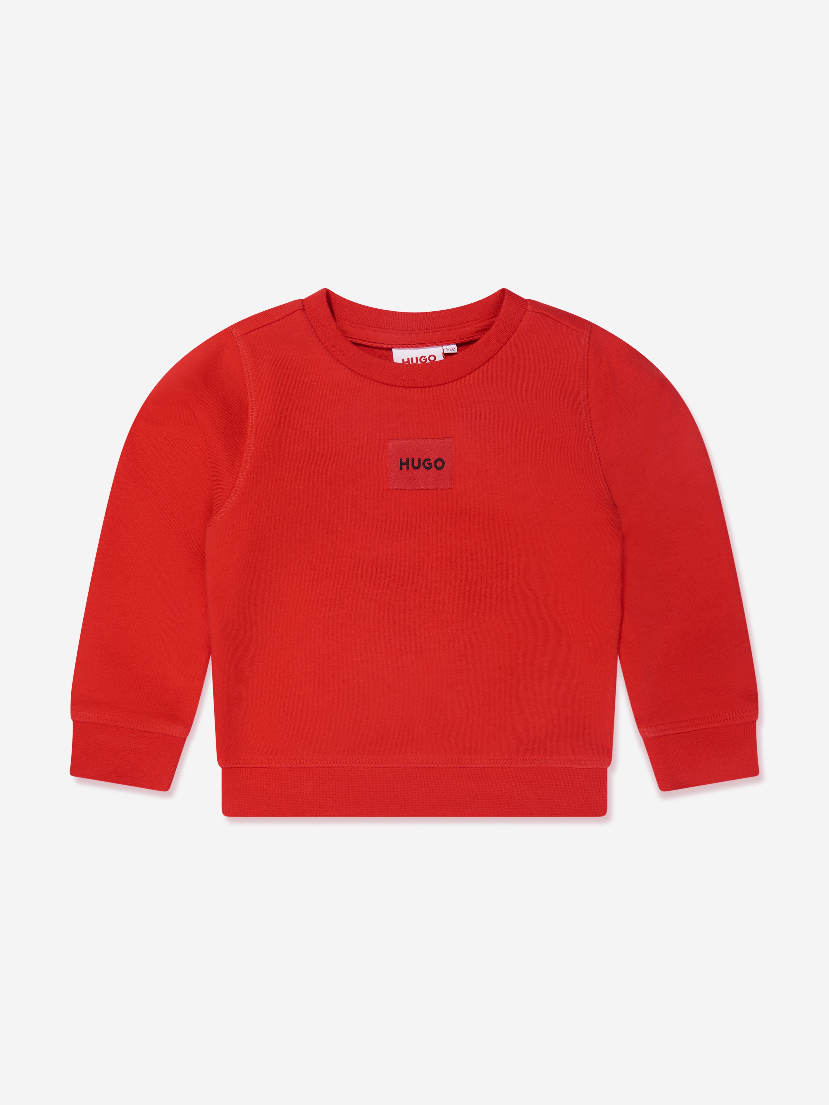 Hugo Boys Organic Cotton Logo Sweatshirt in Red