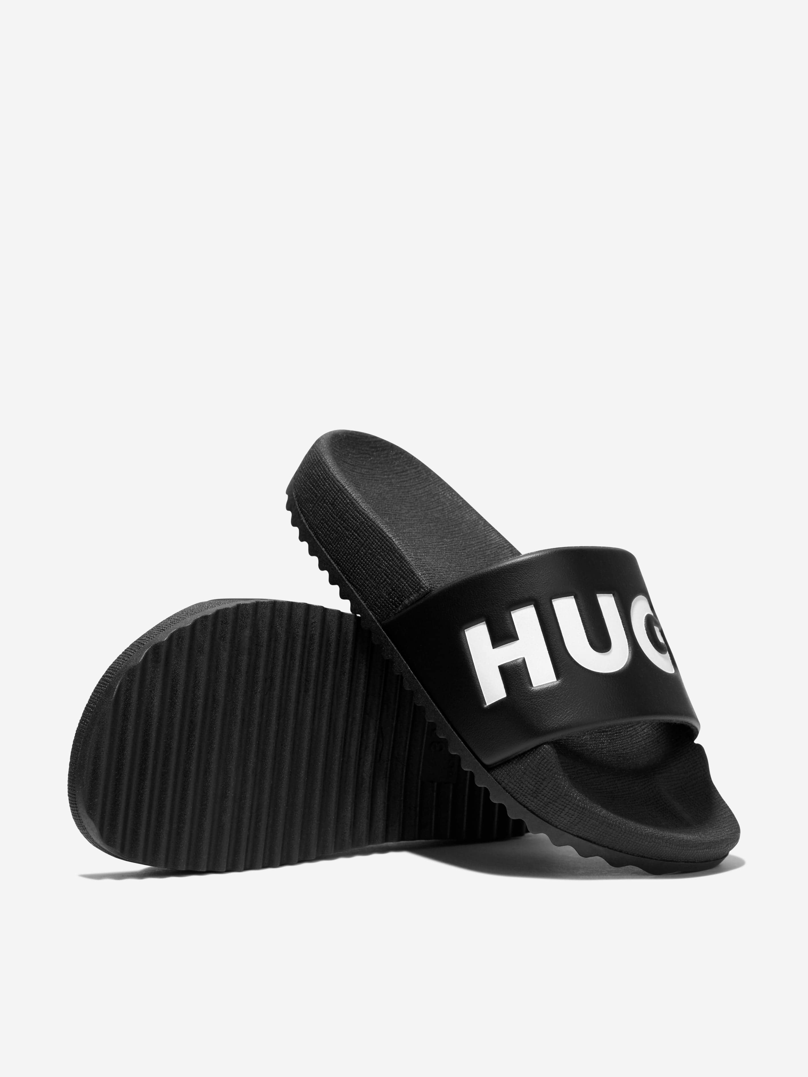 Hugo Boys Logo Sliders in Black