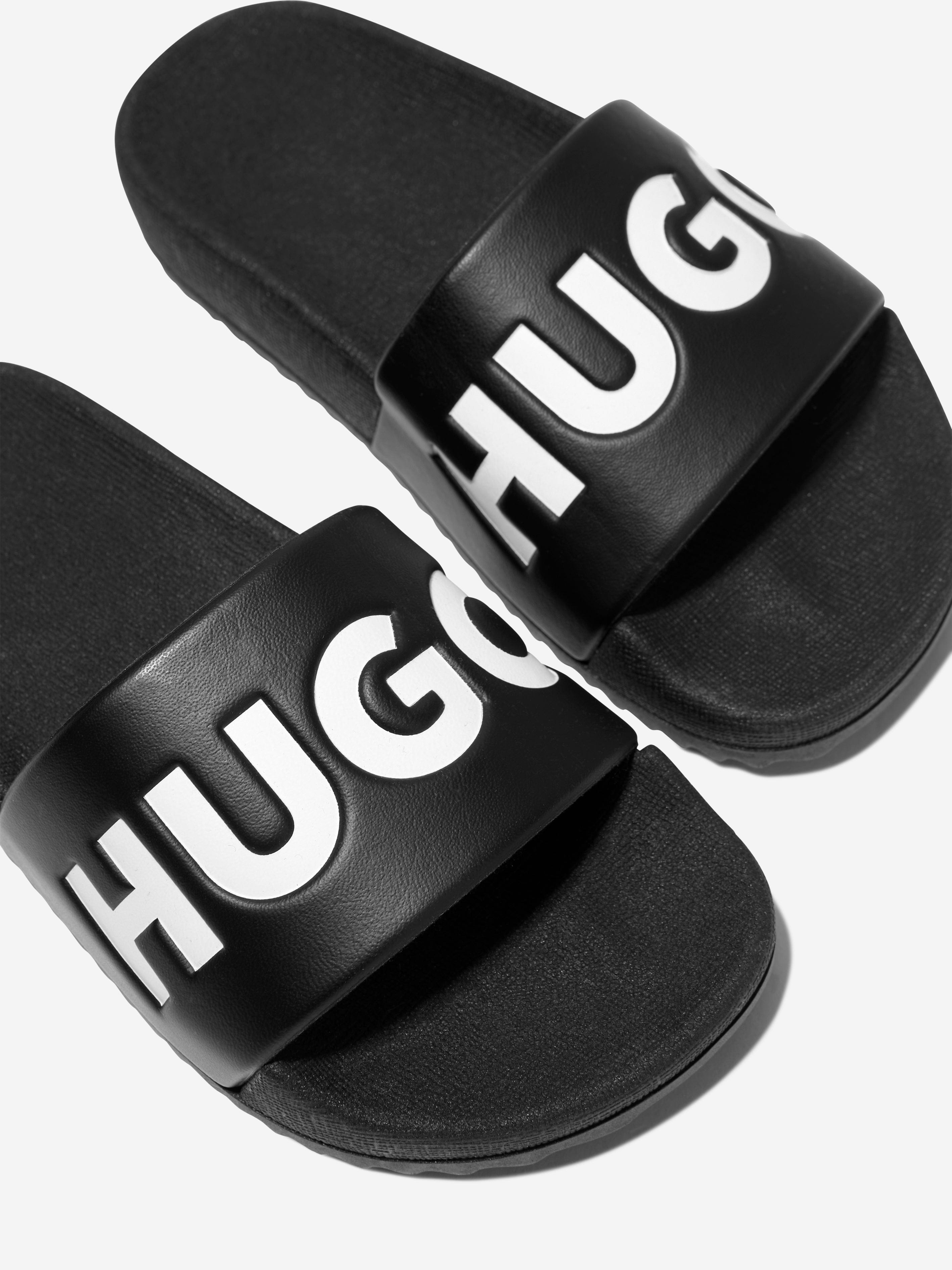 Hugo Boys Logo Sliders in Black