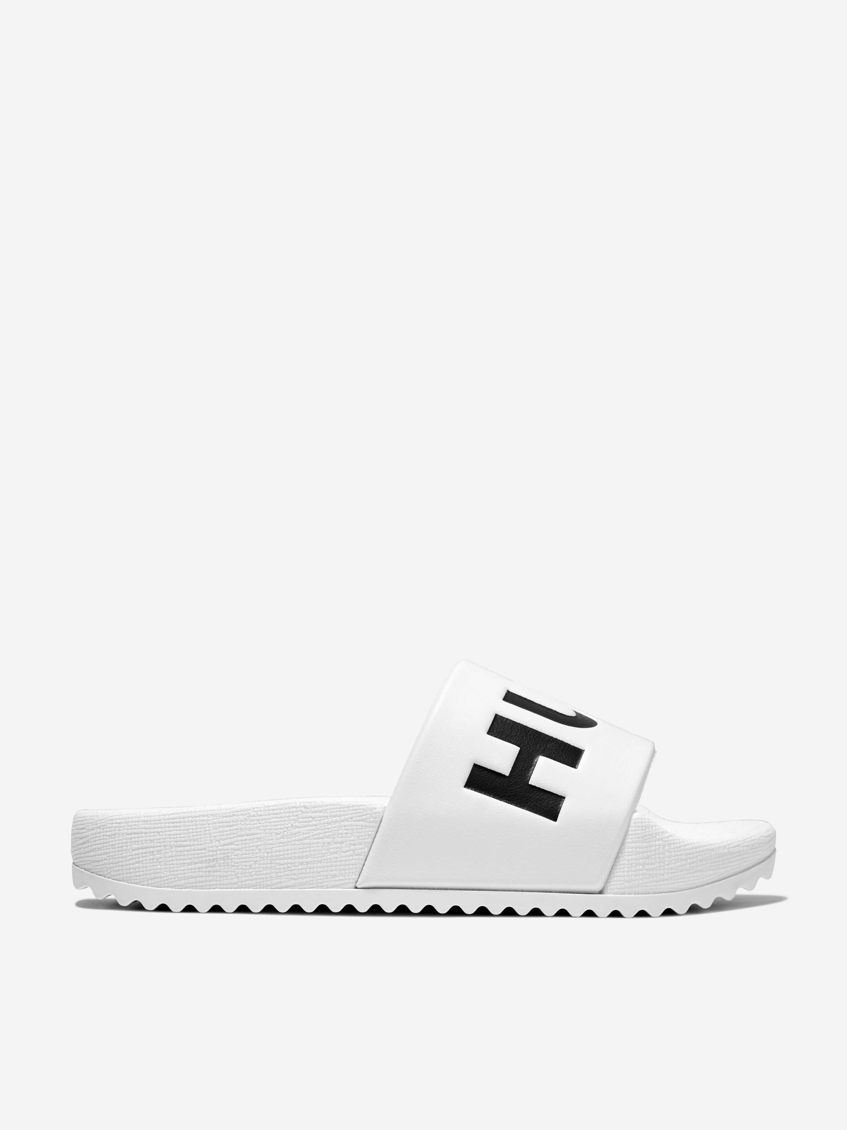 Hugo Boys Logo Sliders in White