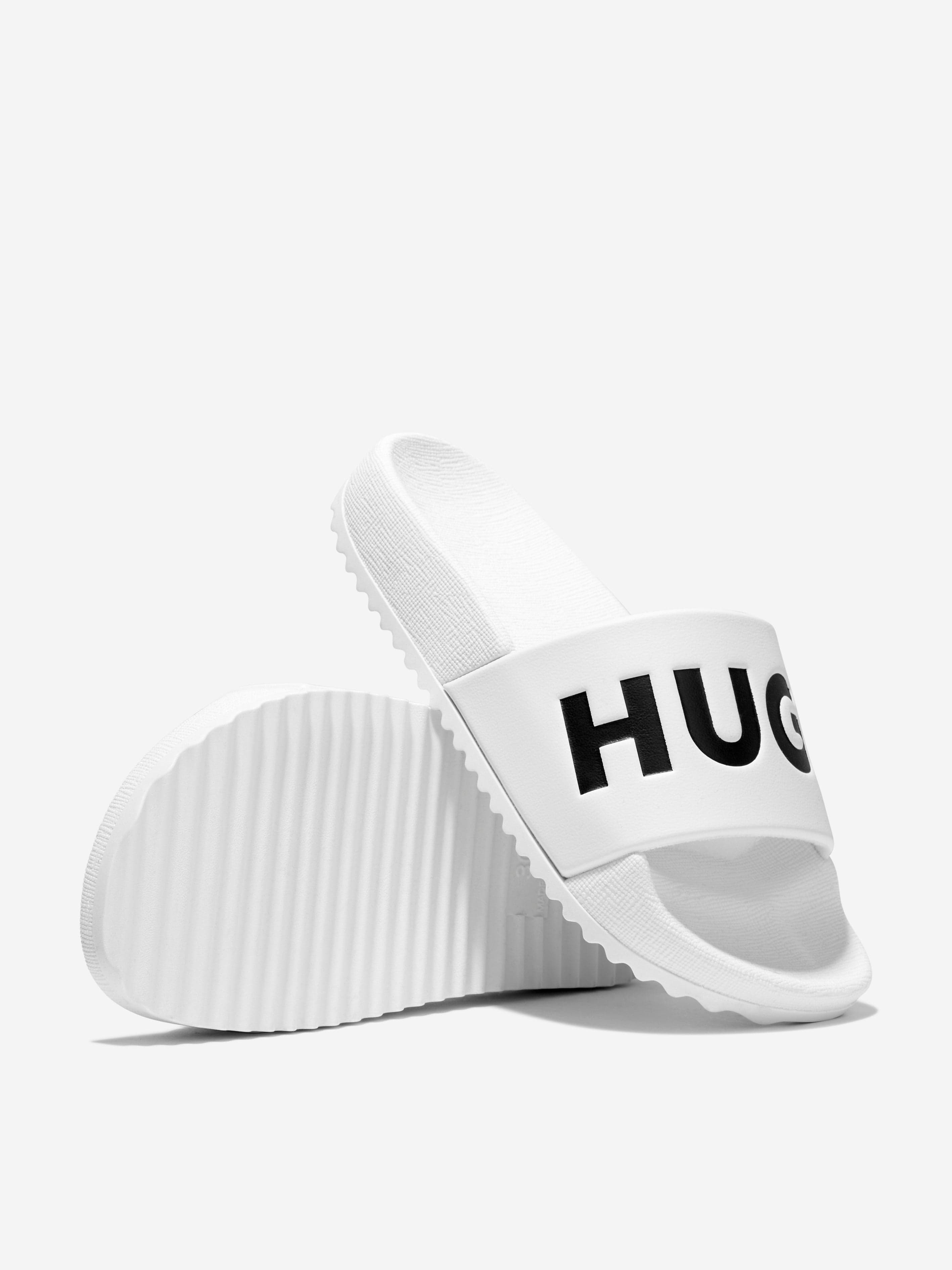 Hugo Boys Logo Sliders in White