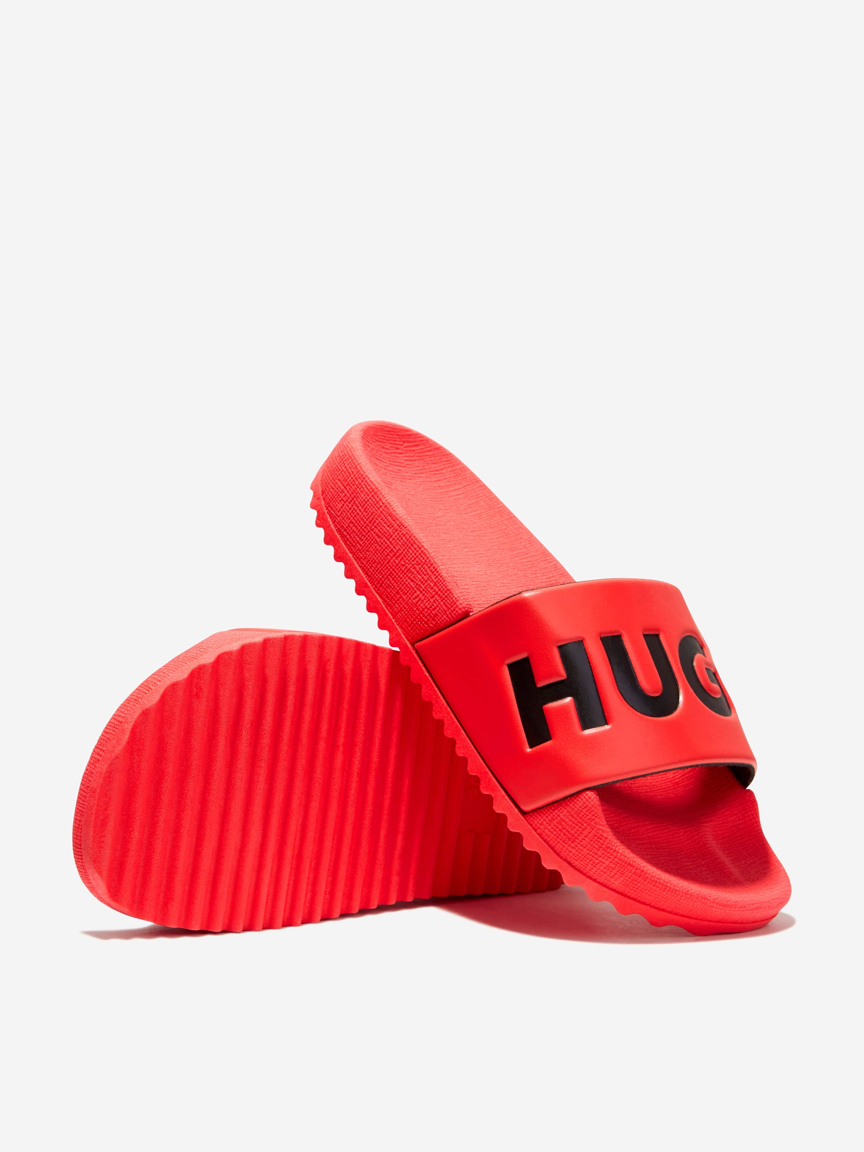 Hugo Boys Logo Sliders in Red