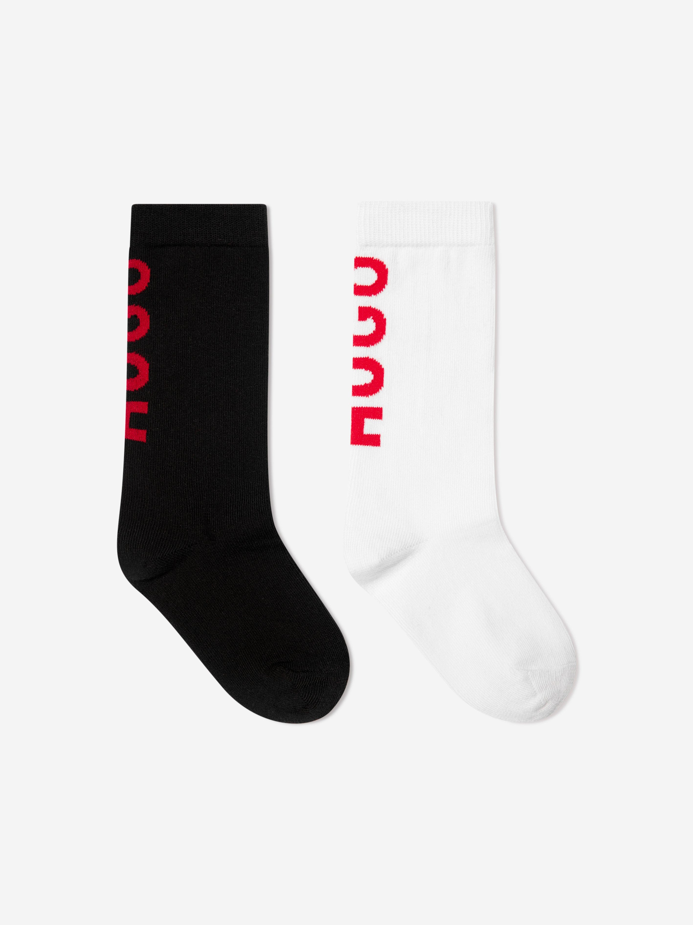 Hugo Kids Jacquard Logo Socks (2 Pairs) in Black