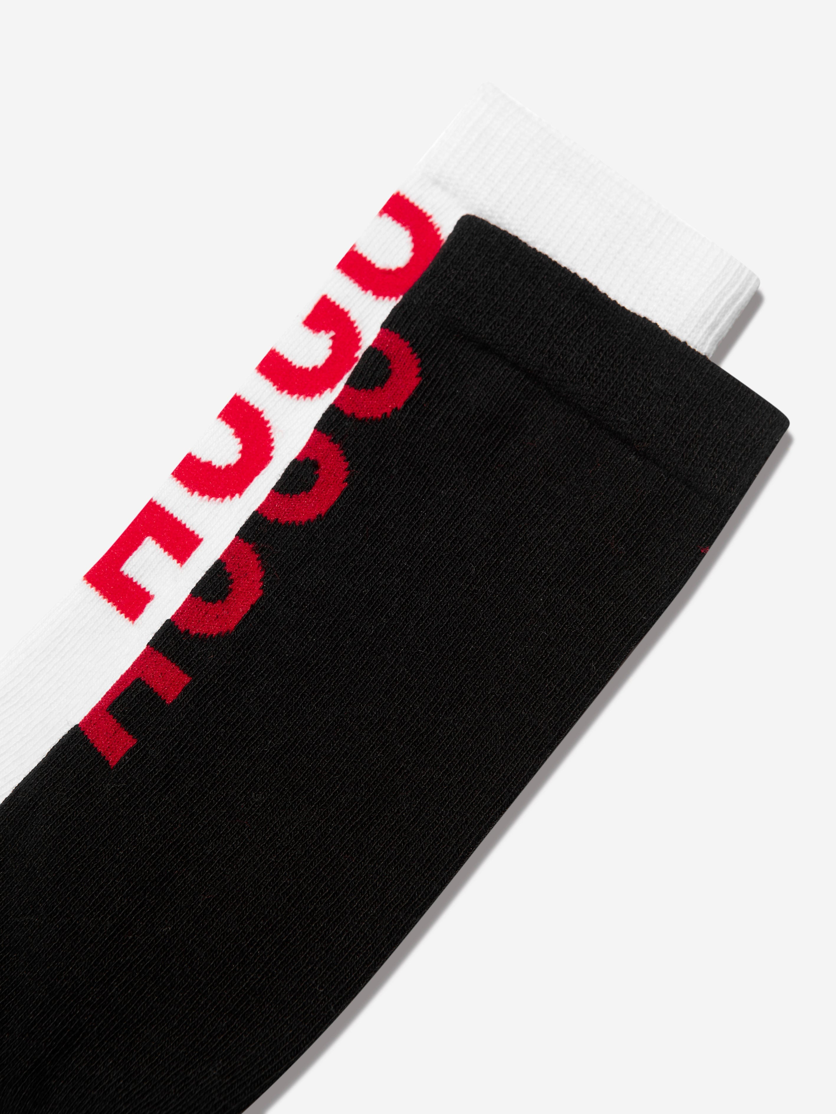 Hugo Kids Jacquard Logo Socks (2 Pairs) in Black