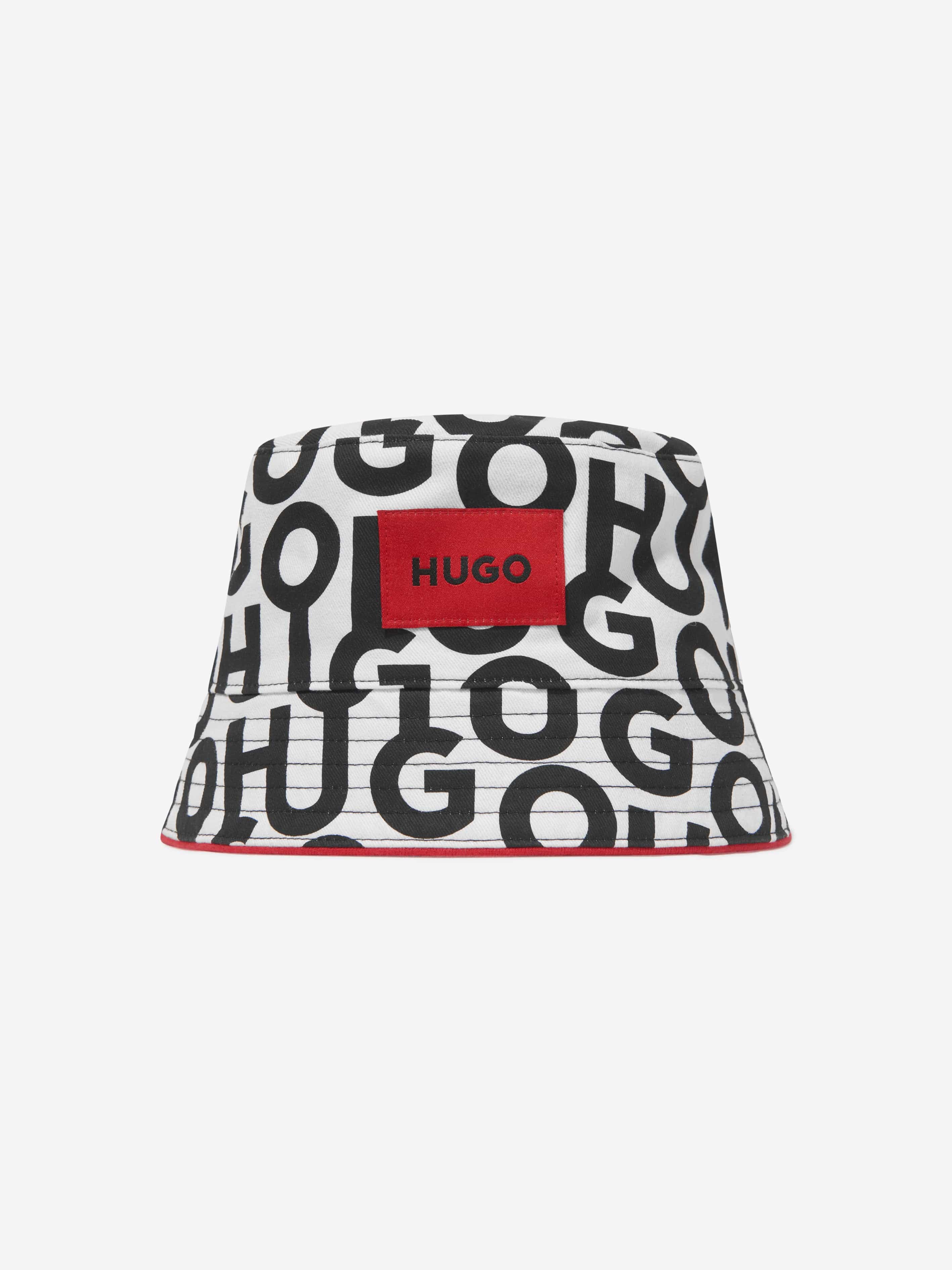 Hugo Kids Reversible Logo Bucket Hat in White