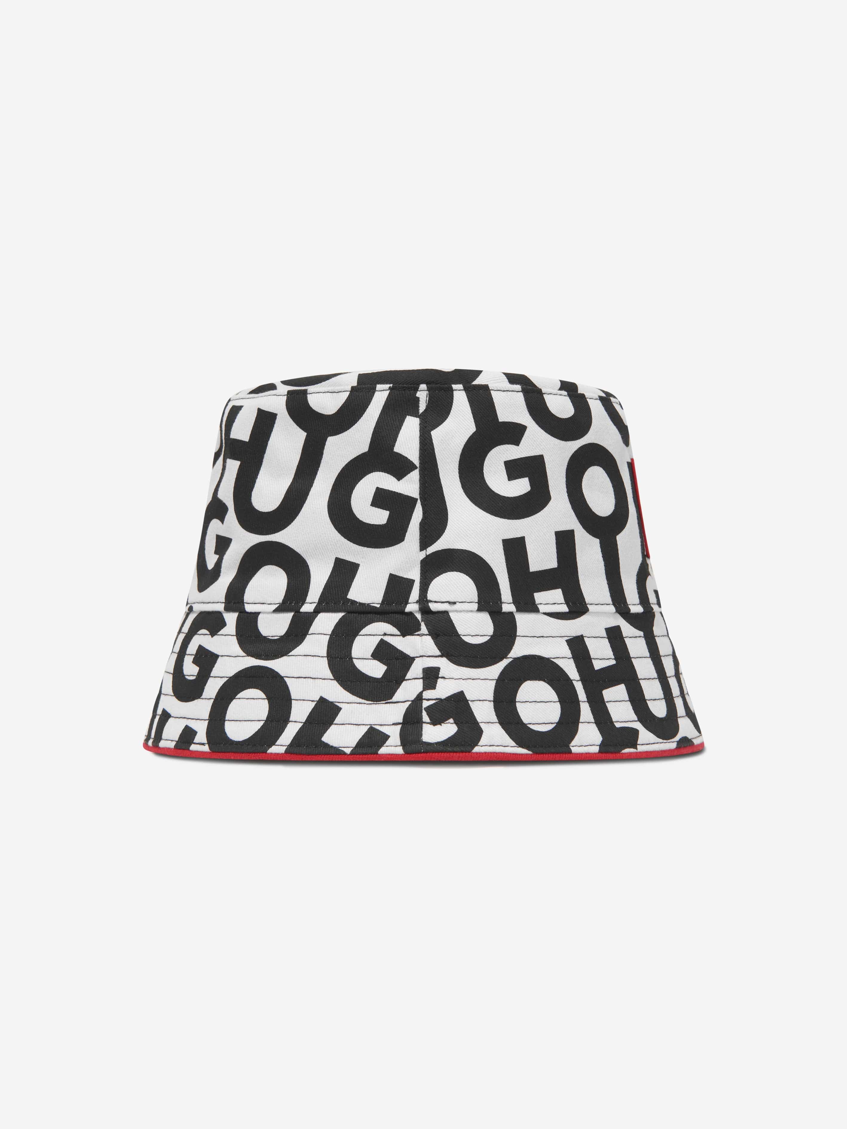 Hugo Kids Reversible Logo Bucket Hat in White