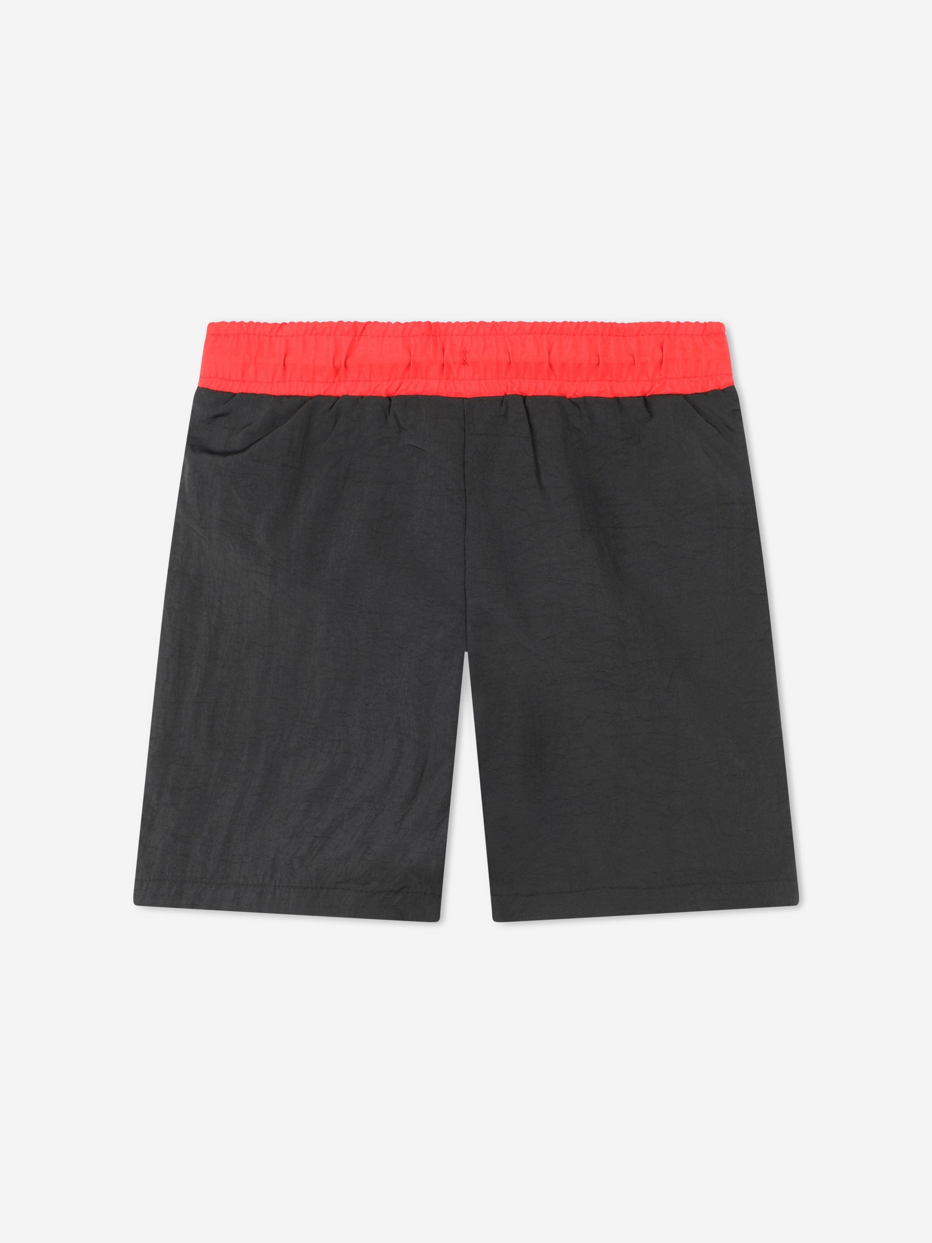 Hugo Boys Logo Print Swim Shorts in Black