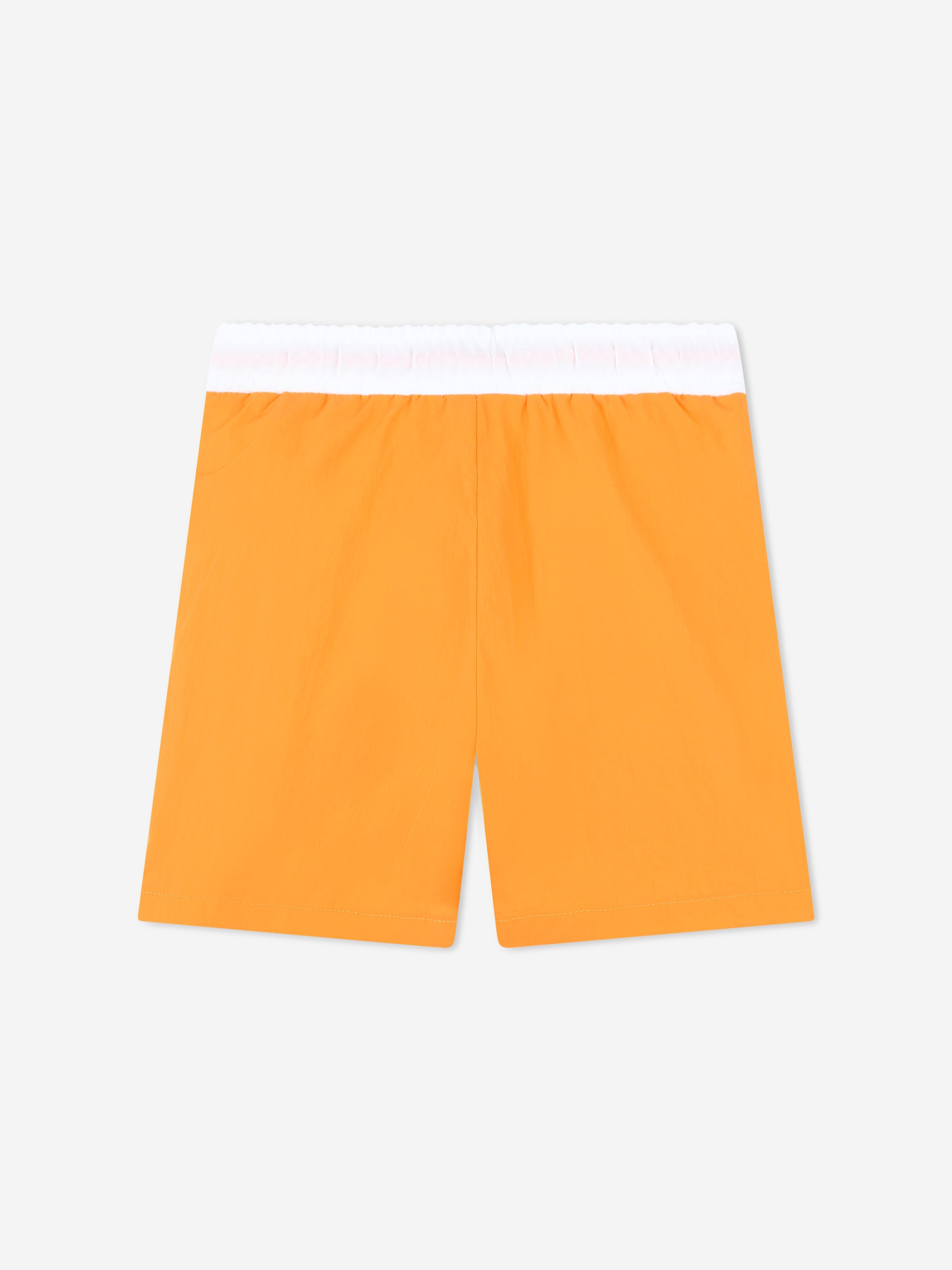 Hugo Boys Logo Print Swim Shorts in Orange