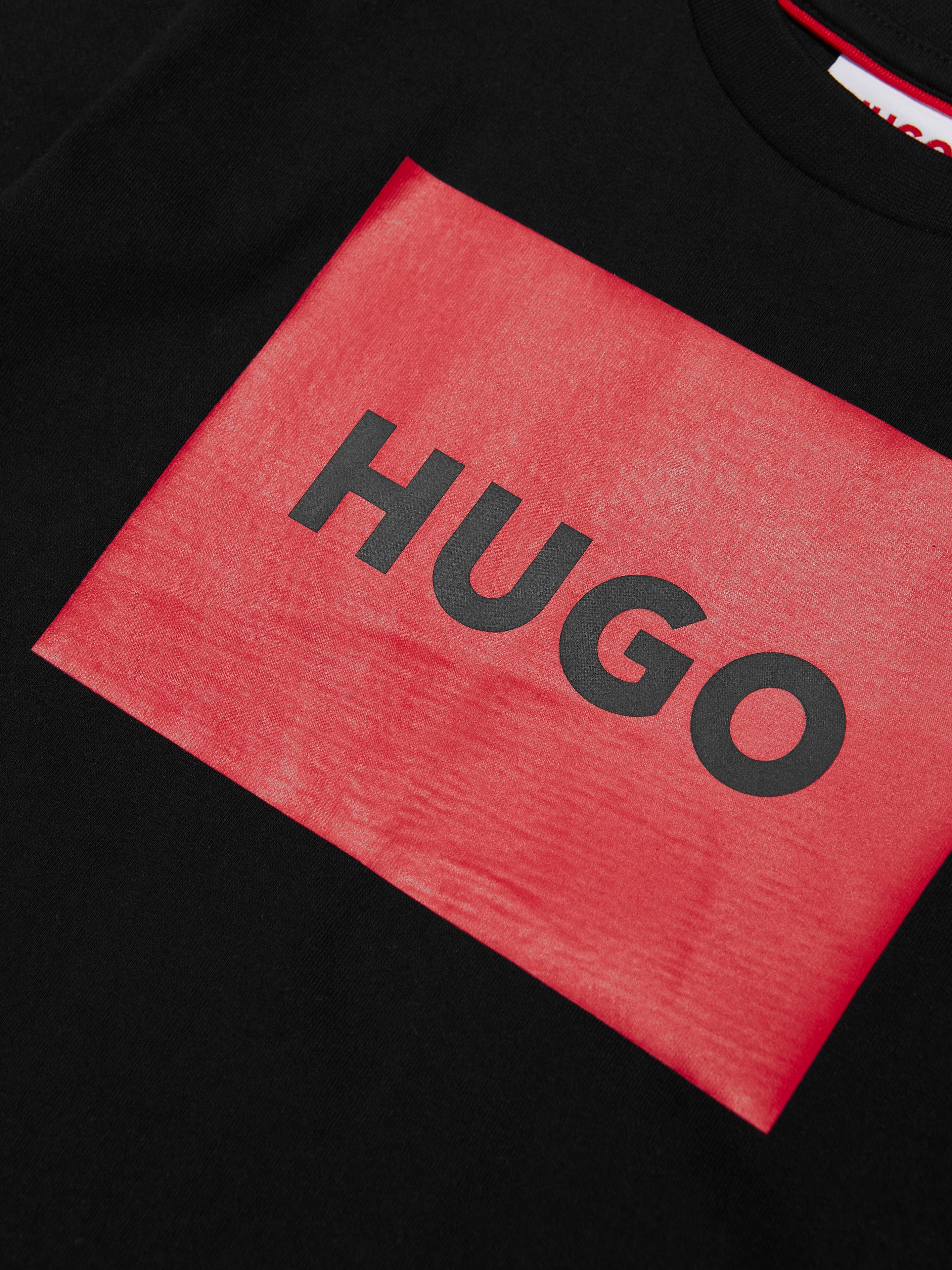 Hugo Boys Logo Print T-Shirt in Black