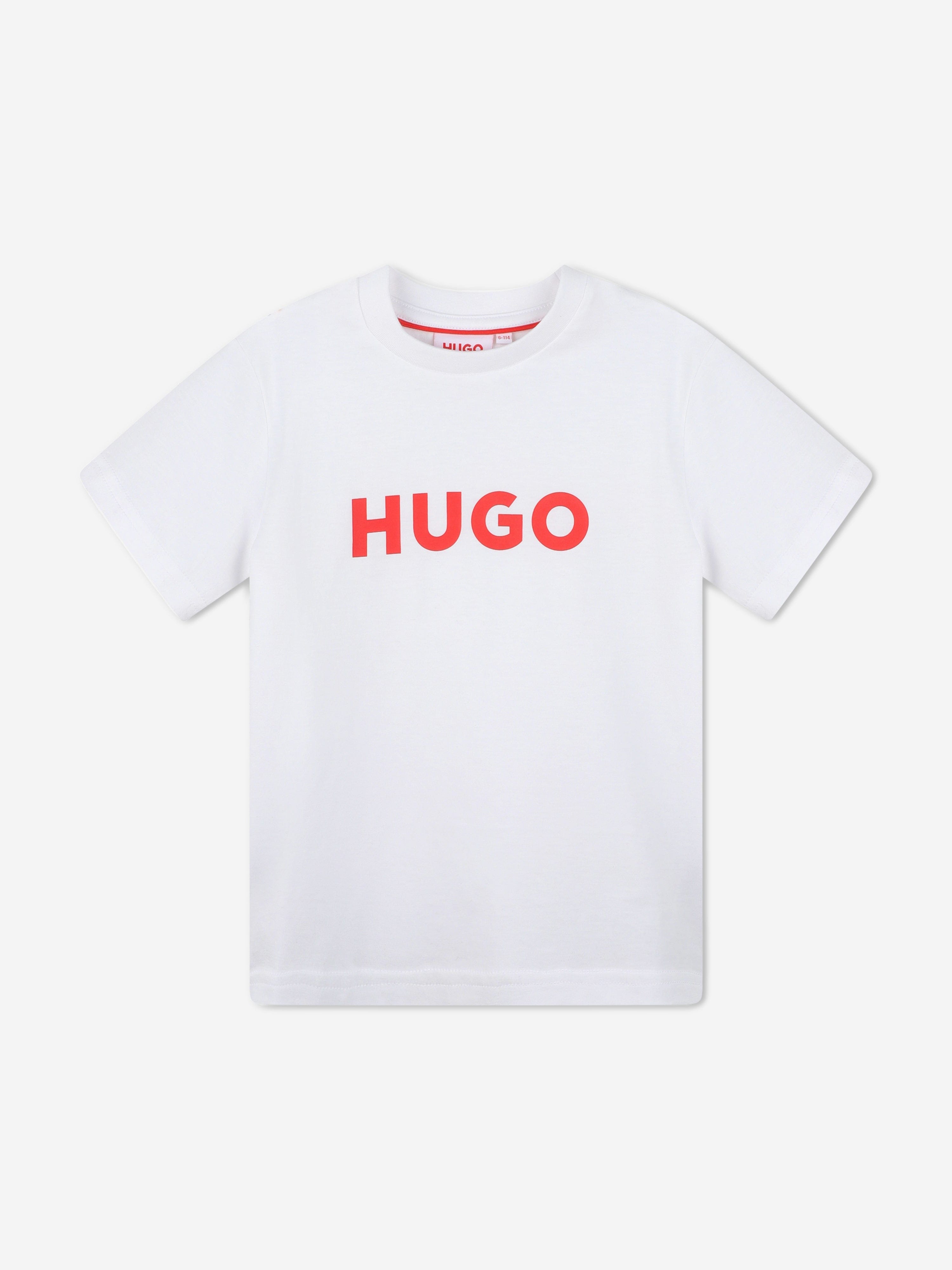 Hugo Boys Logo Print T-Shirt in White