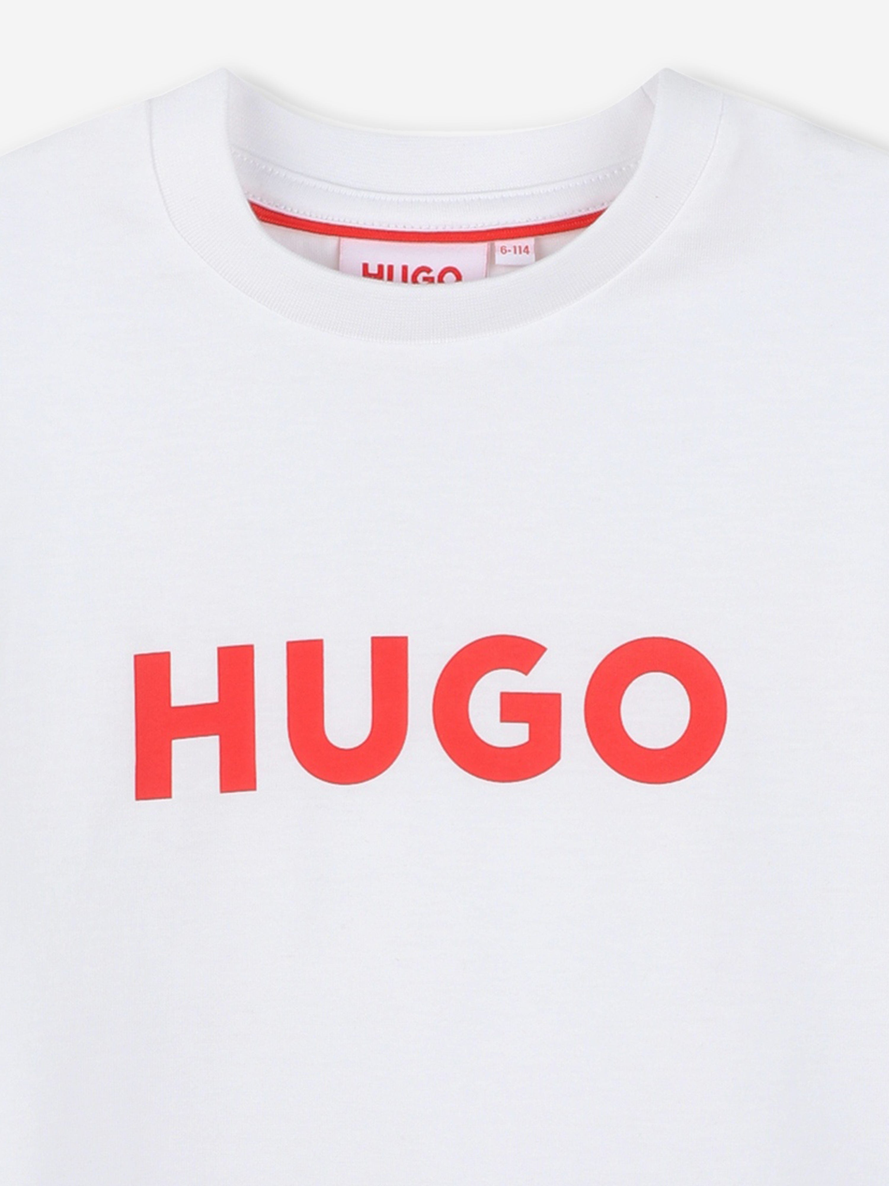 Hugo Boys Logo Print T-Shirt in White