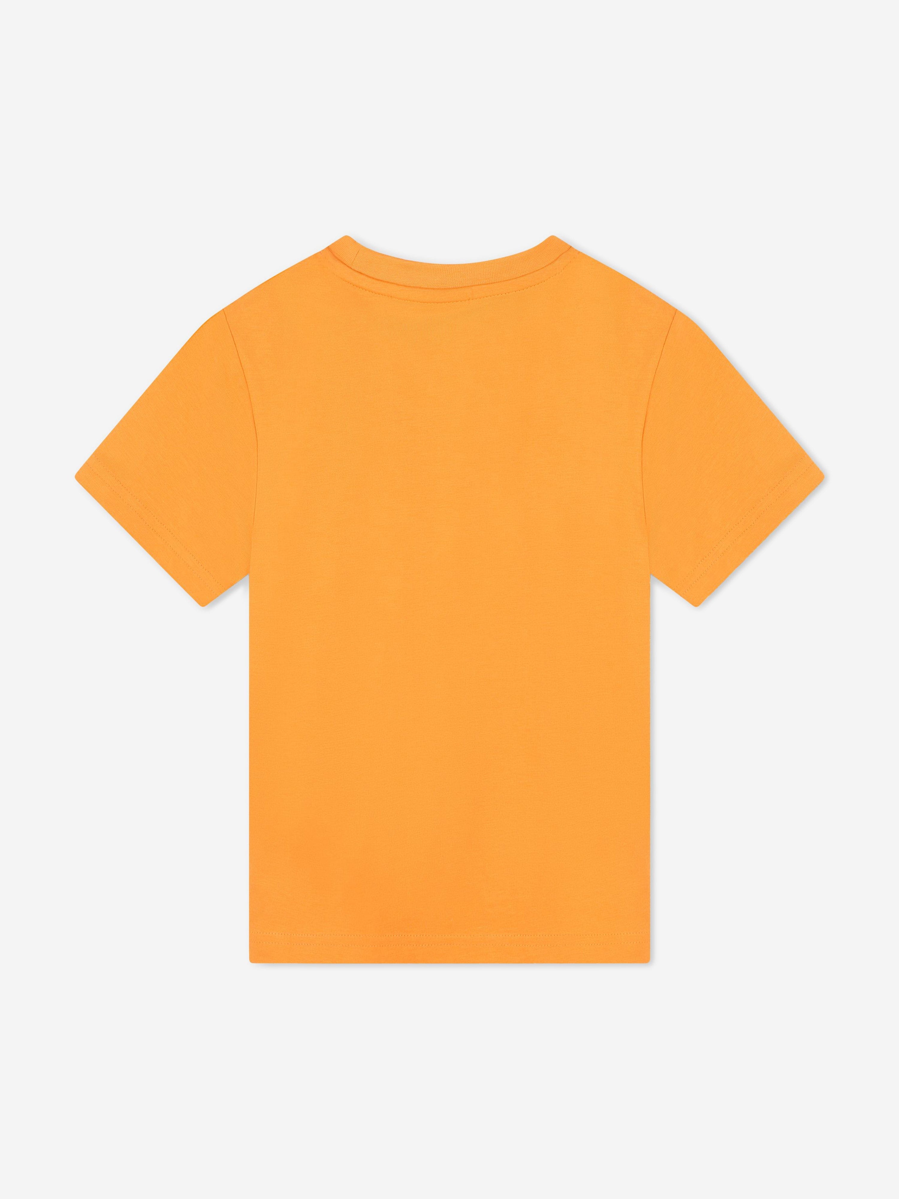 Hugo Boys Logo Print T-Shirt in Orange