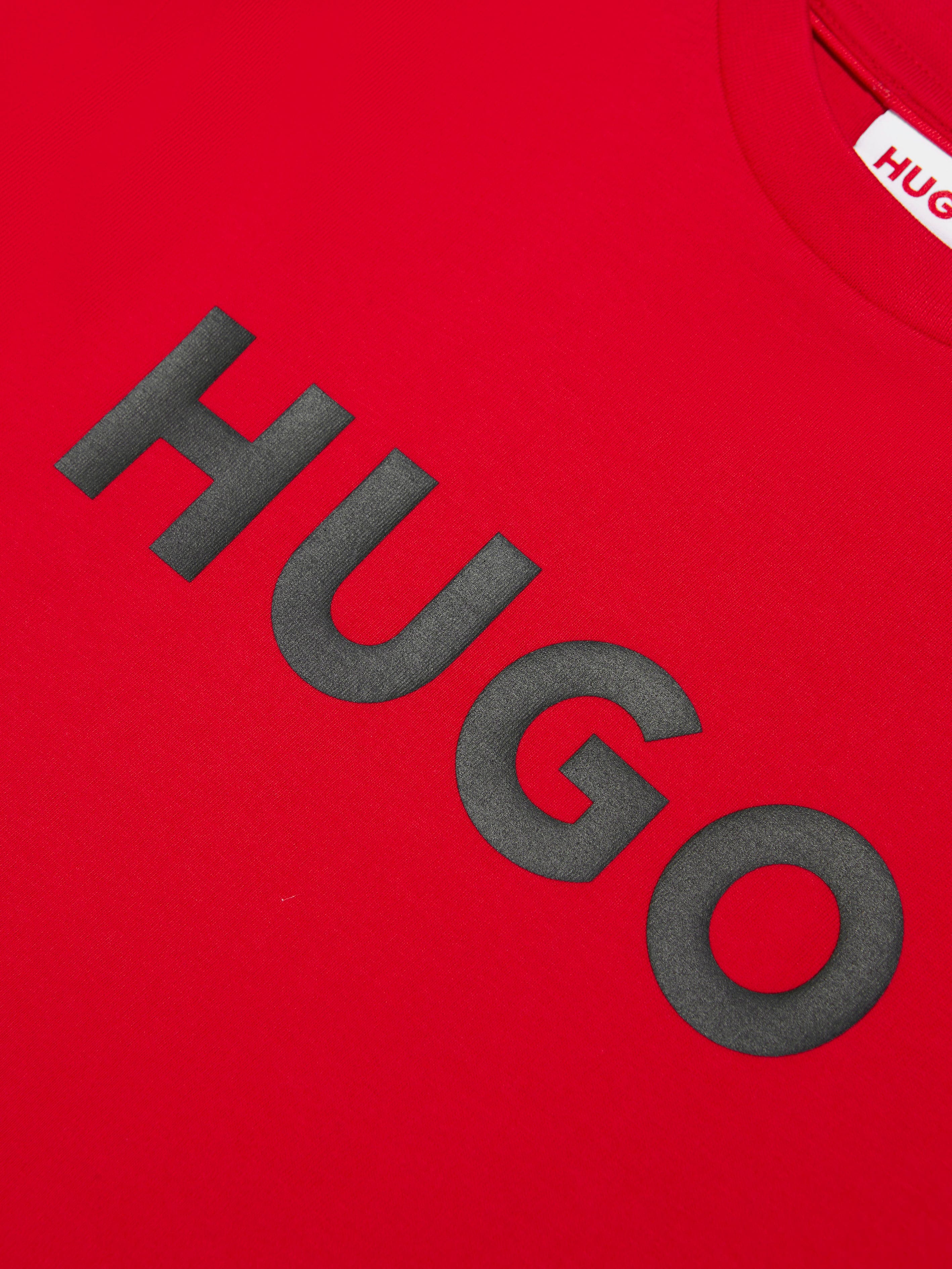 Hugo Boys Logo Print T-Shirt in Red