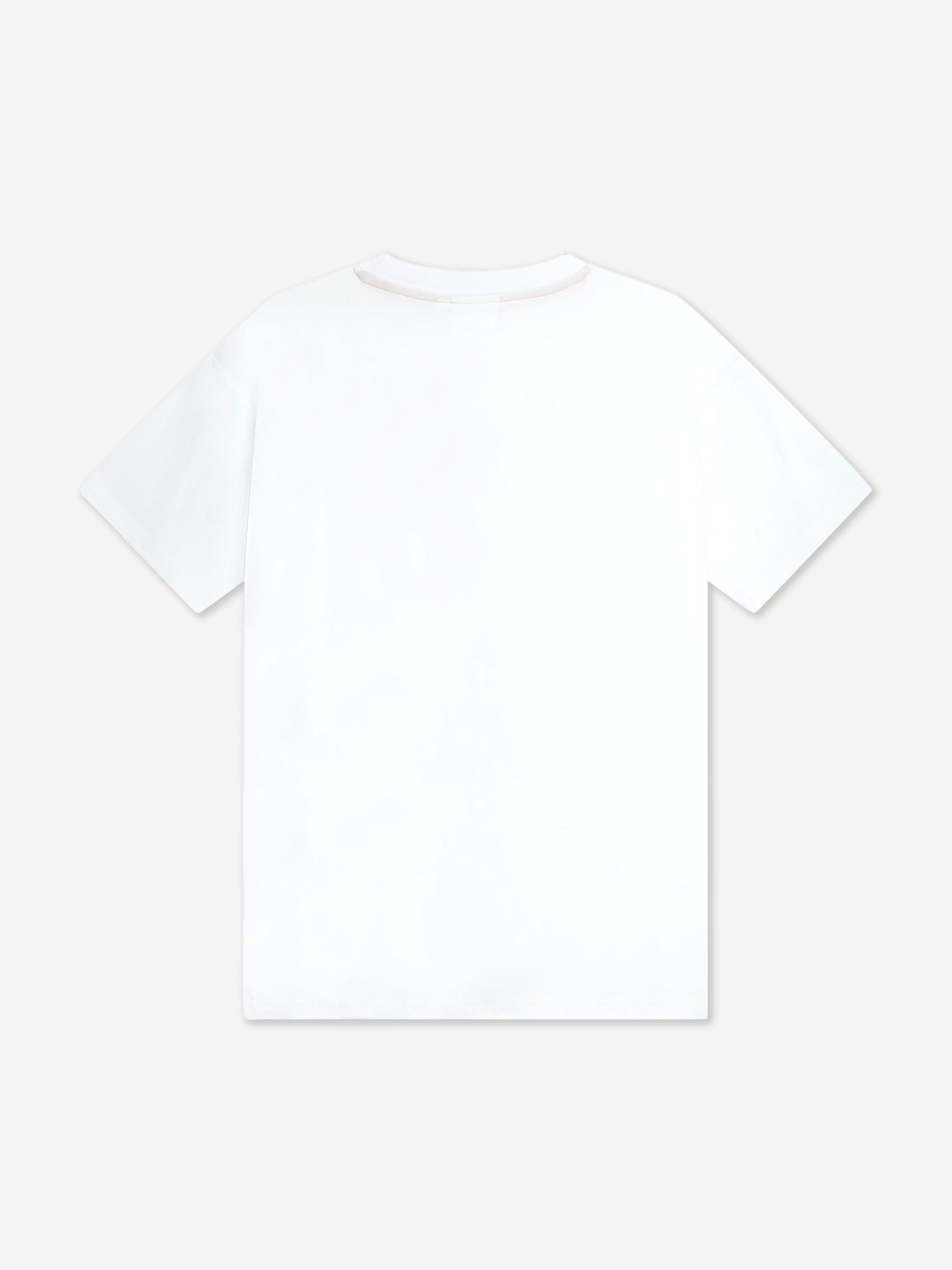 Hugo Boys Stacked Logo T-Shirt in White