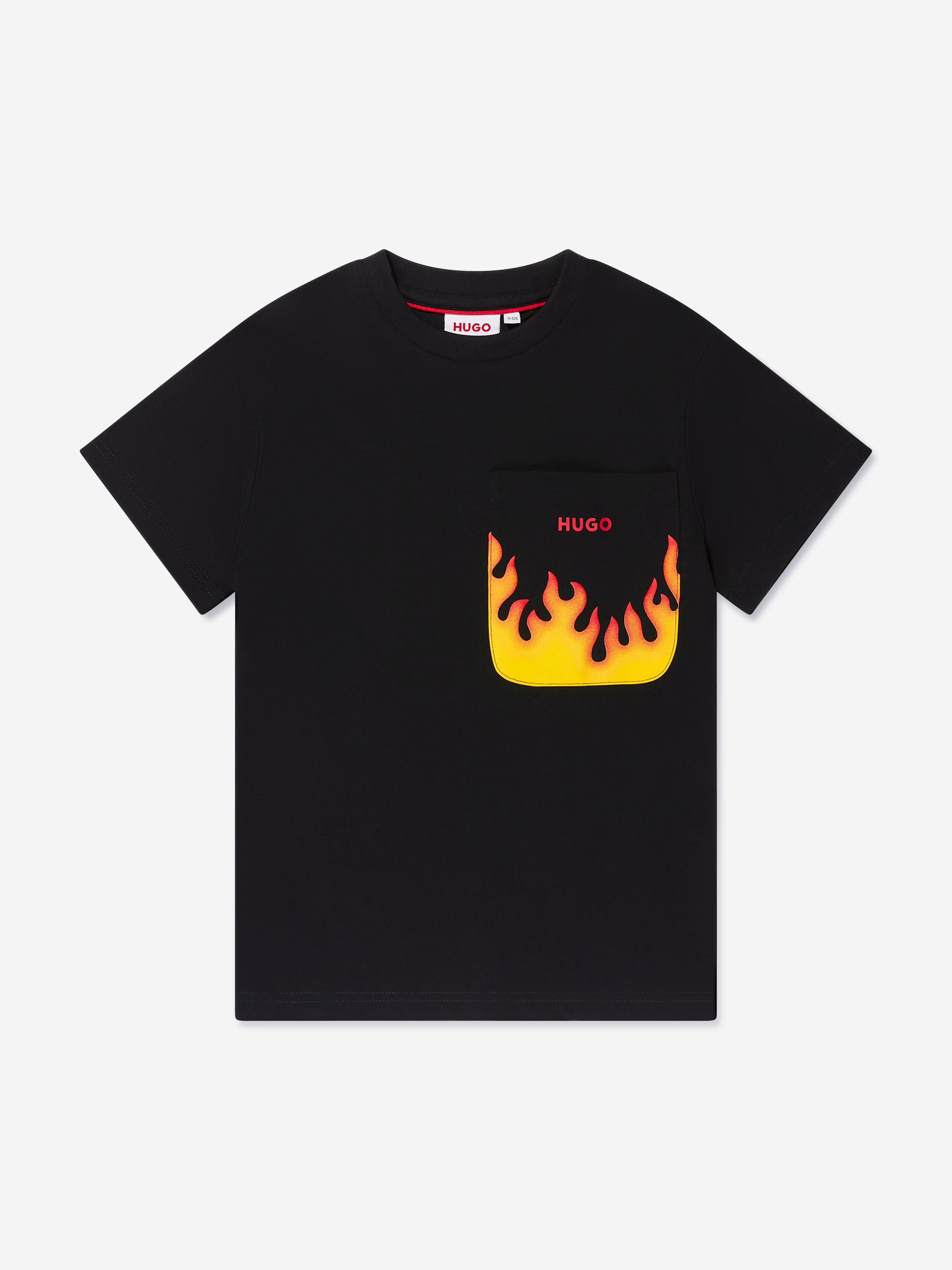 Hugo Boys Flames Pocket T-Shirt in Black