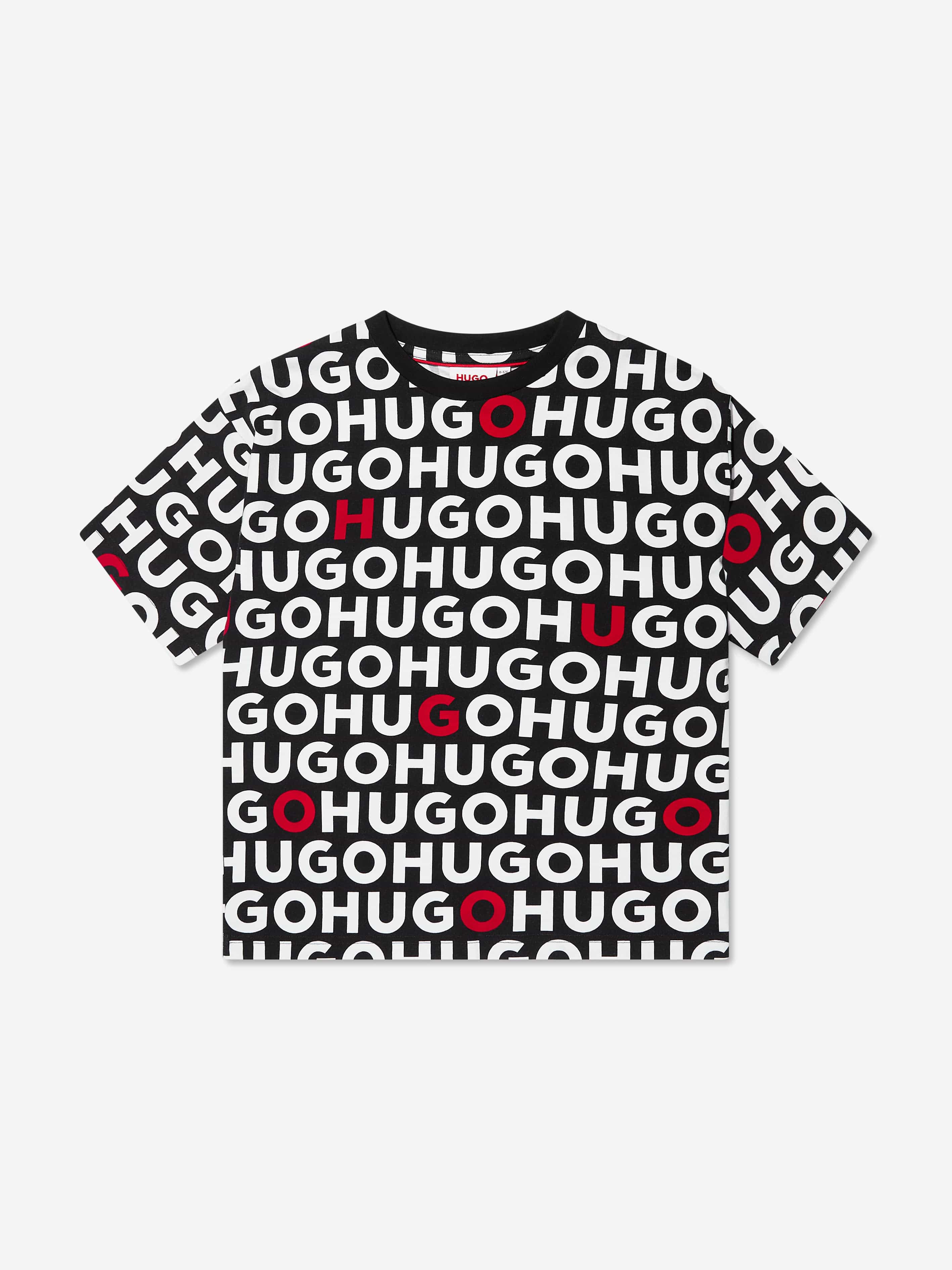 Hugo Boys Logo Print T-Shirt in Black