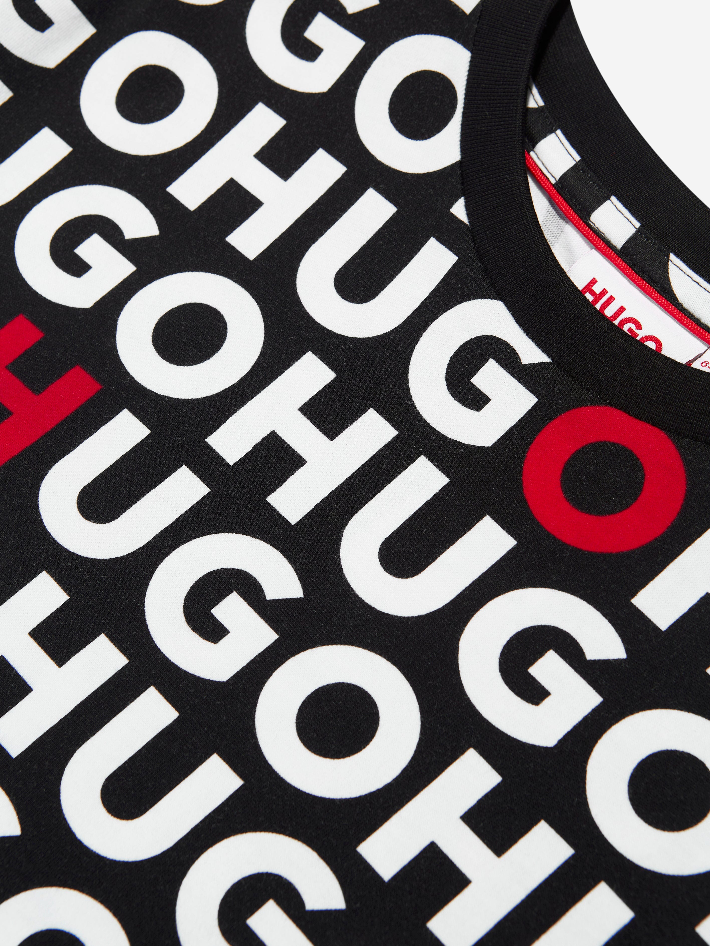 Hugo Boys Logo Print T-Shirt in Black