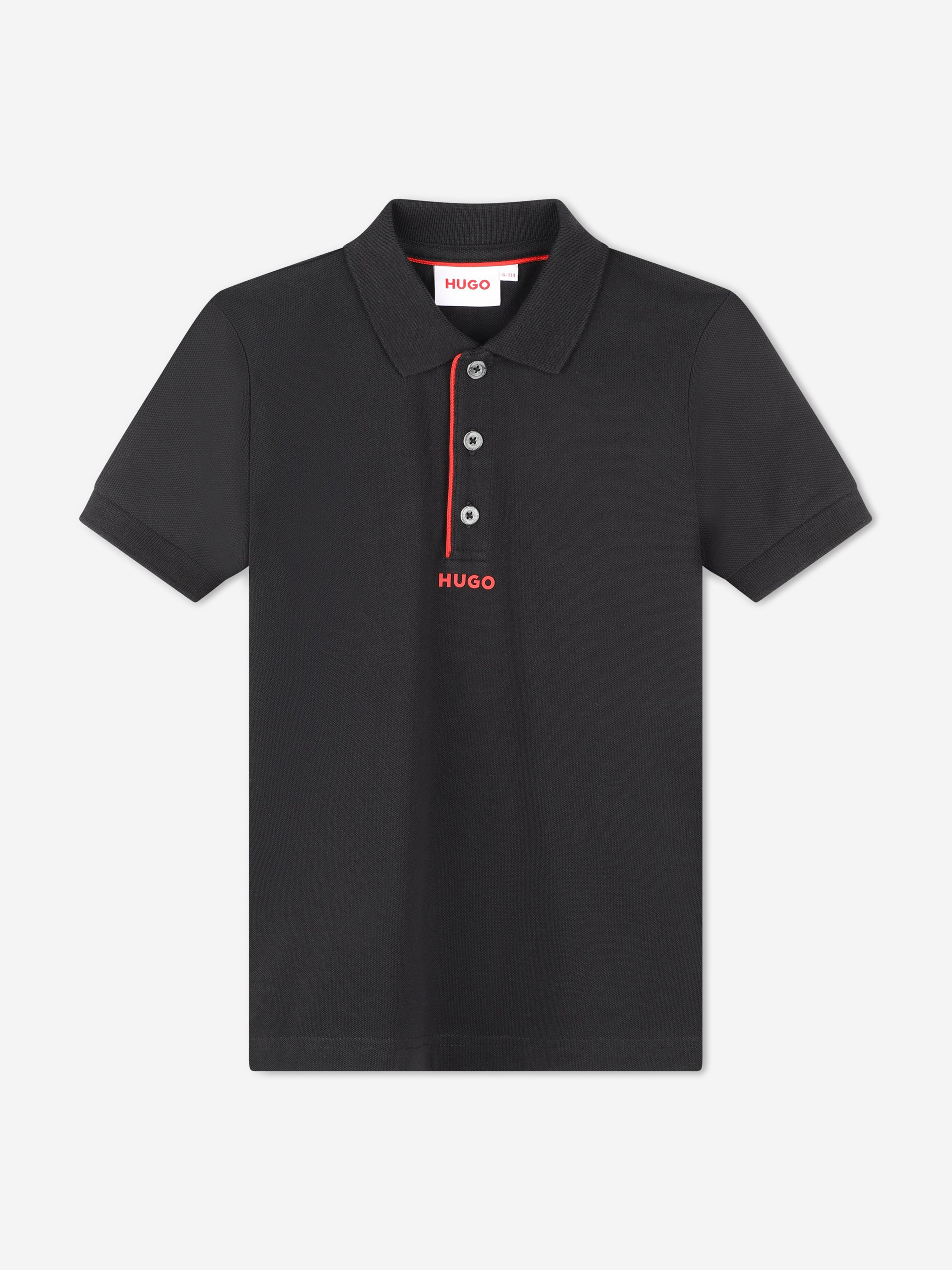 Hugo Boys Logo Polo Shirt in Black