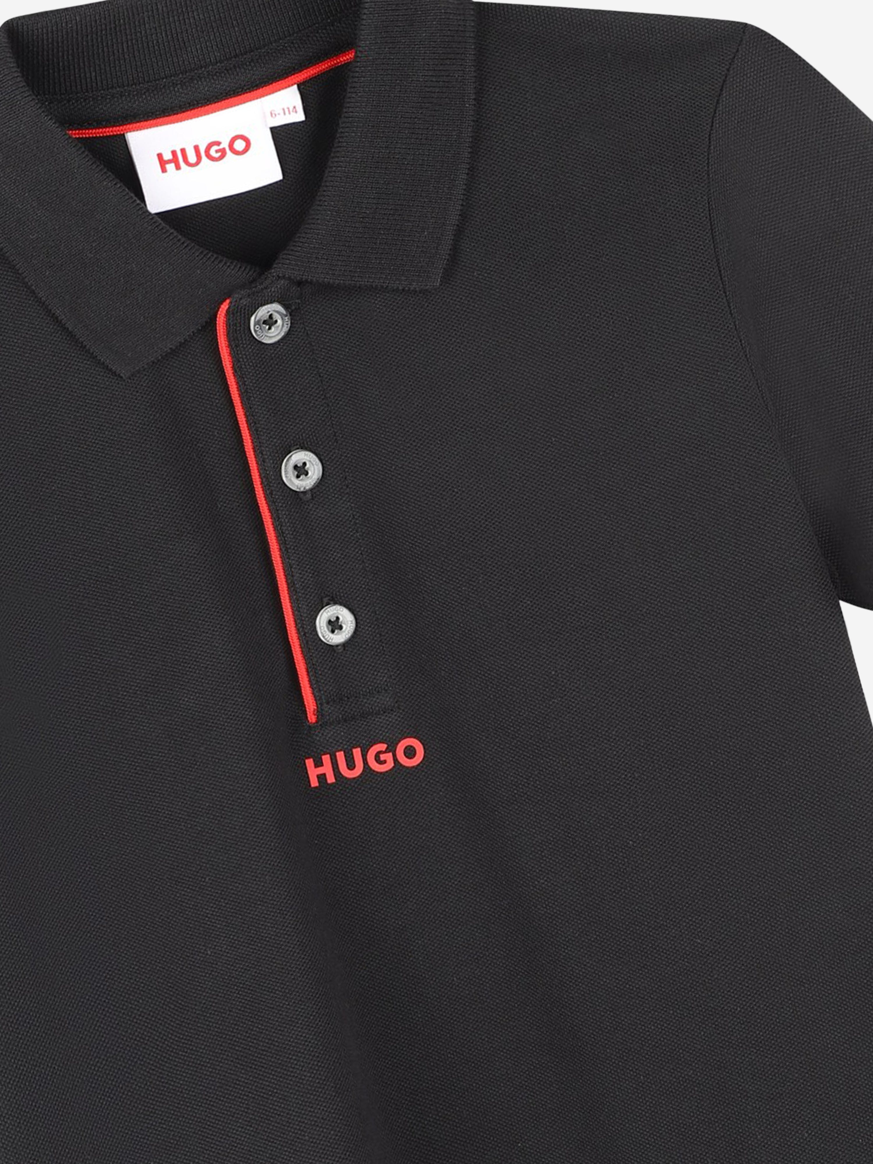 Hugo Boys Logo Polo Shirt in Black