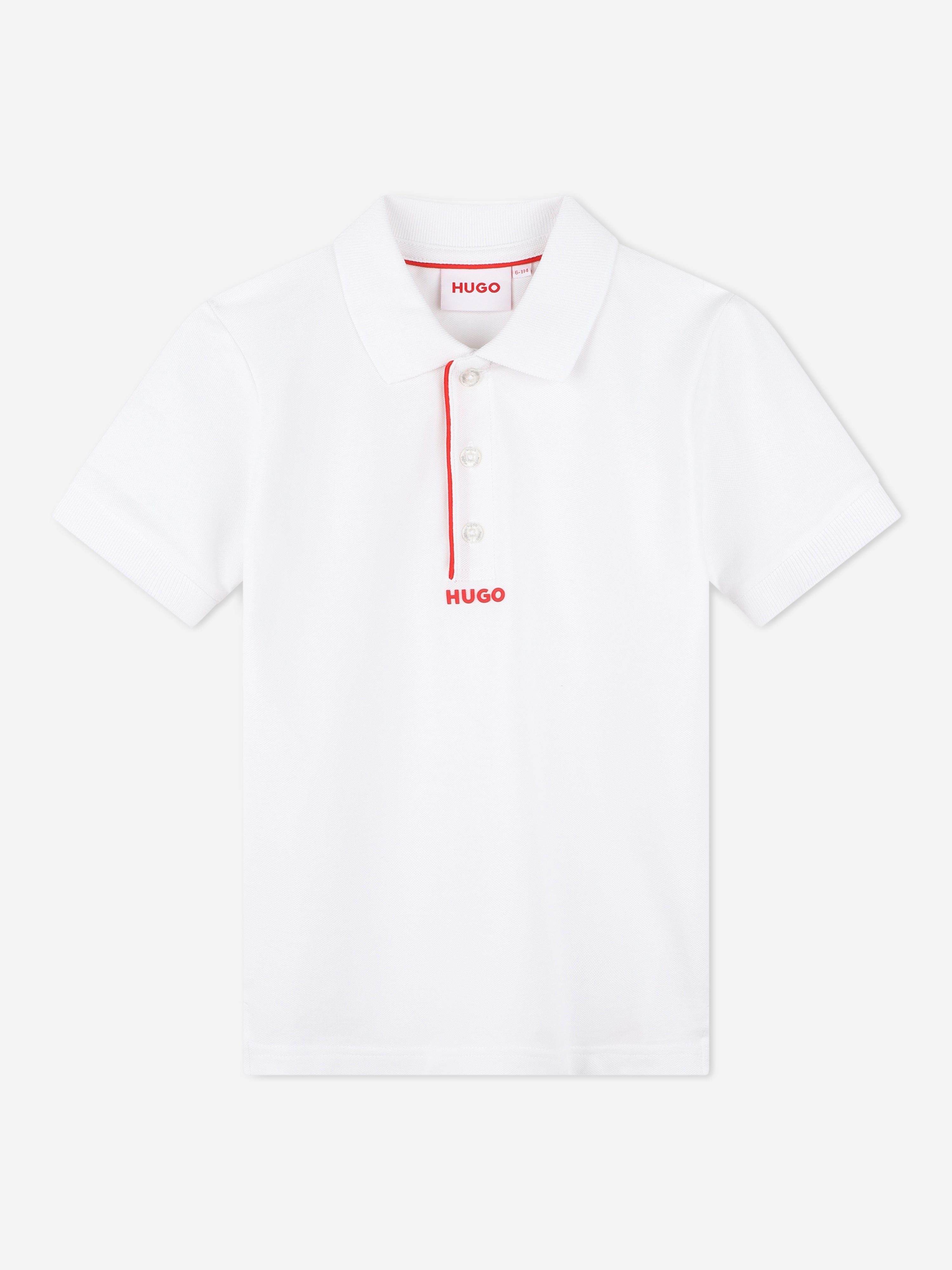 Hugo Boys Logo Polo Shirt in White