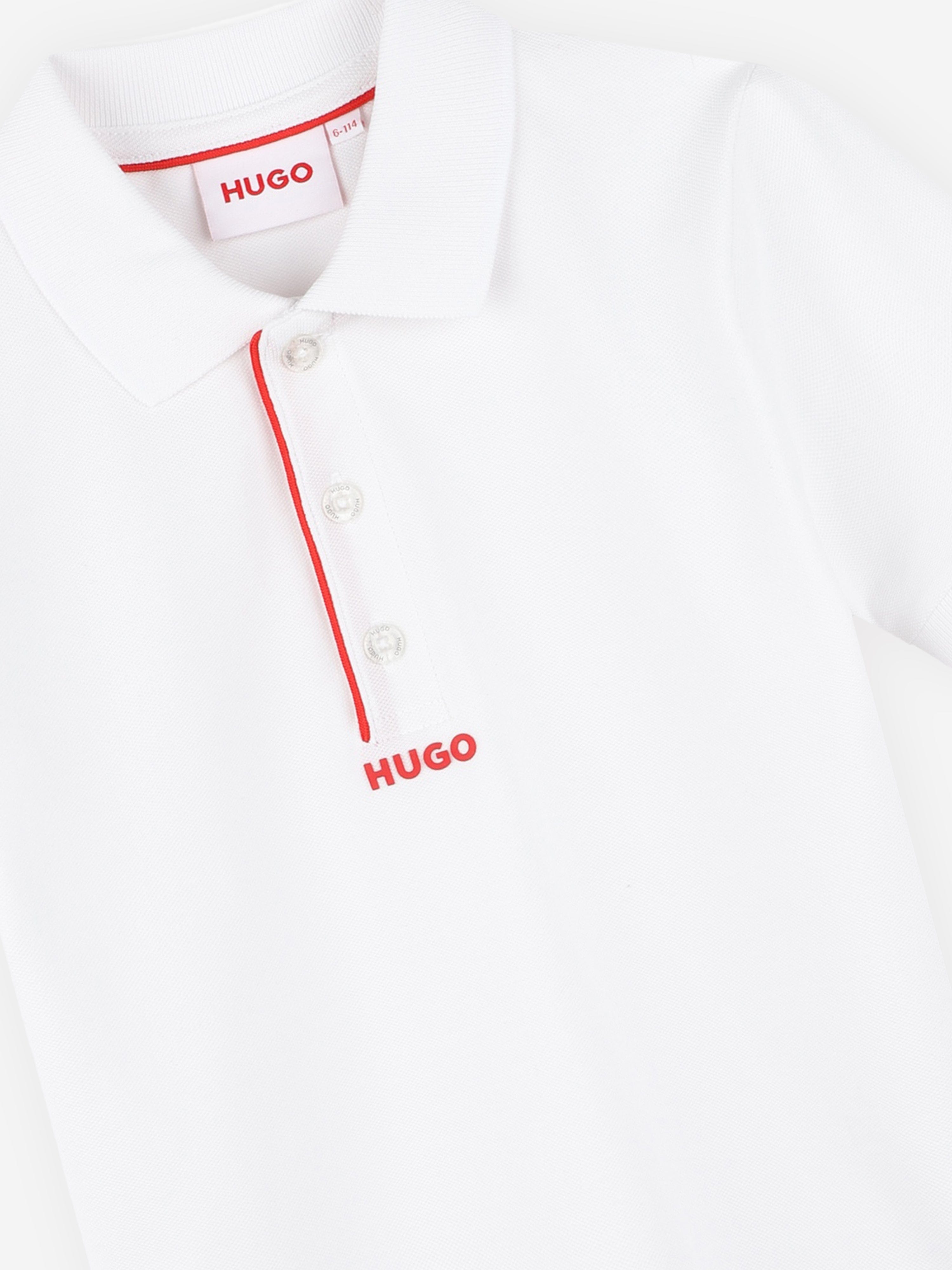 Hugo Boys Logo Polo Shirt in White