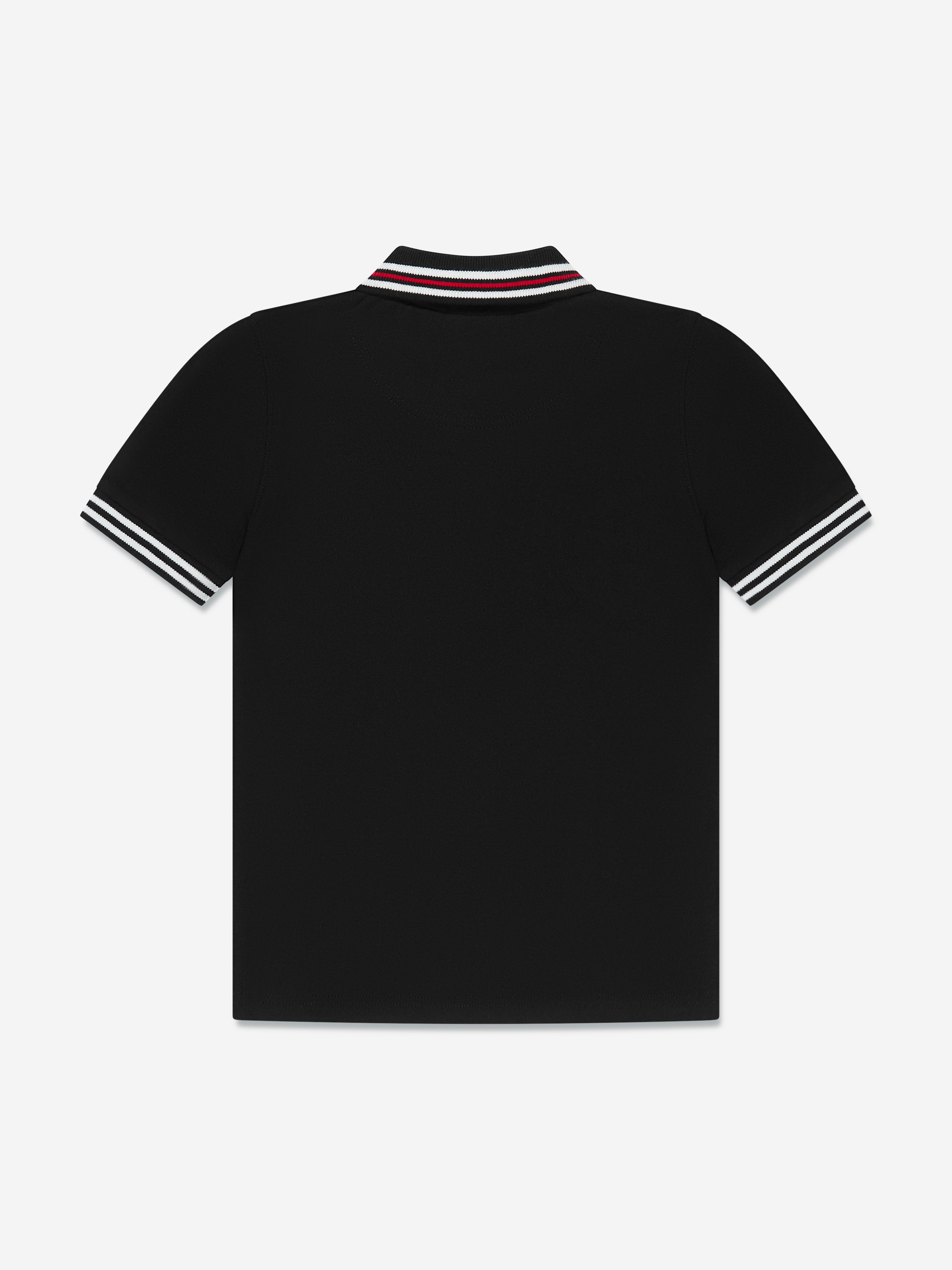 Hugo Boys Logo Print Polo Shirt in Black