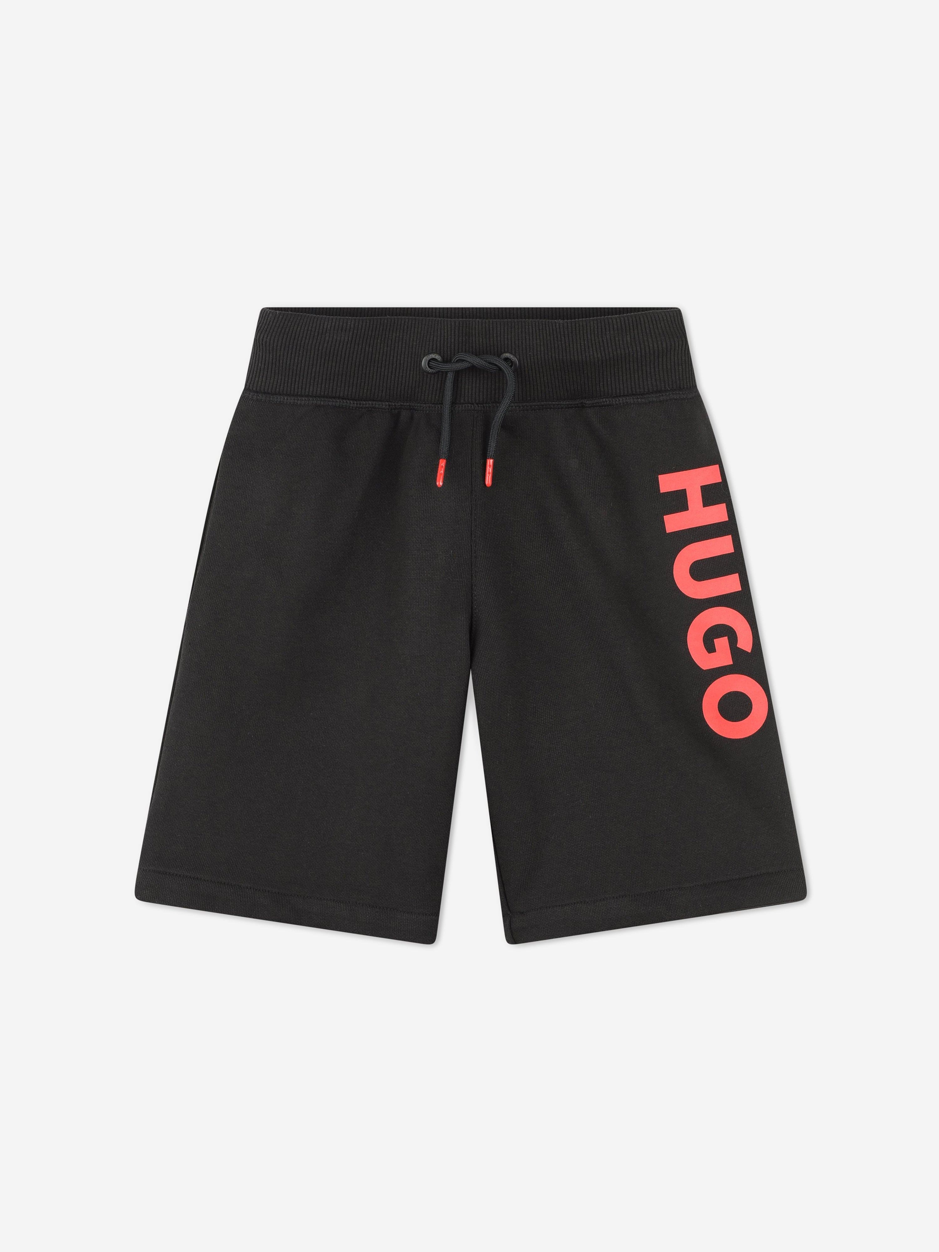 Hugo Boys Logo Print Shorts in Black