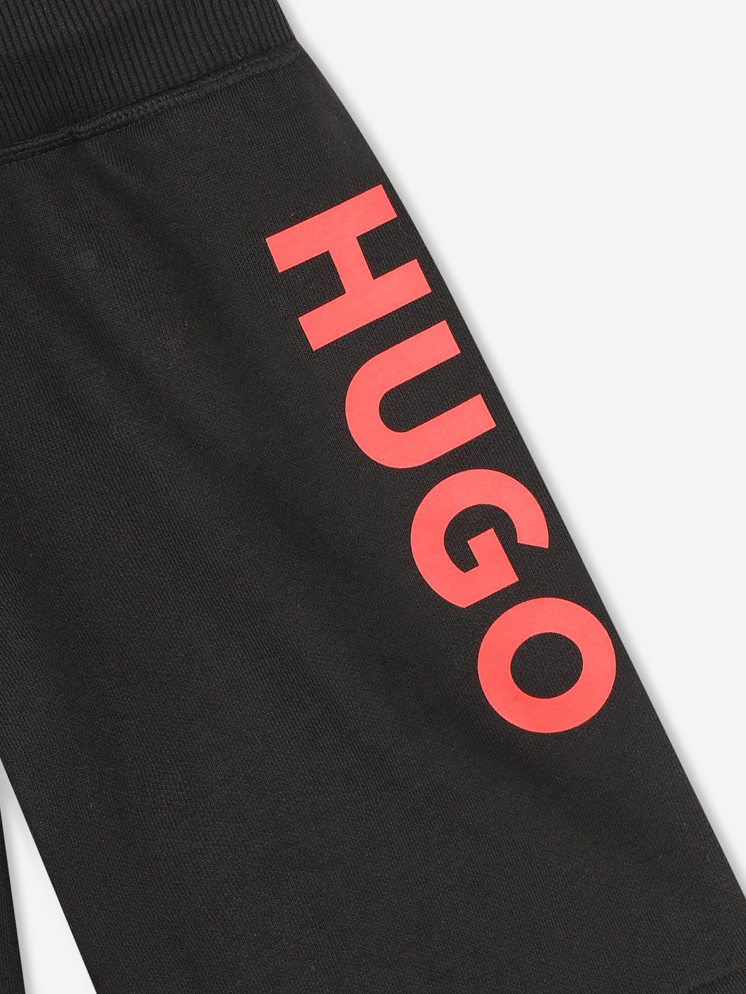 Hugo Boys Logo Print Shorts in Black